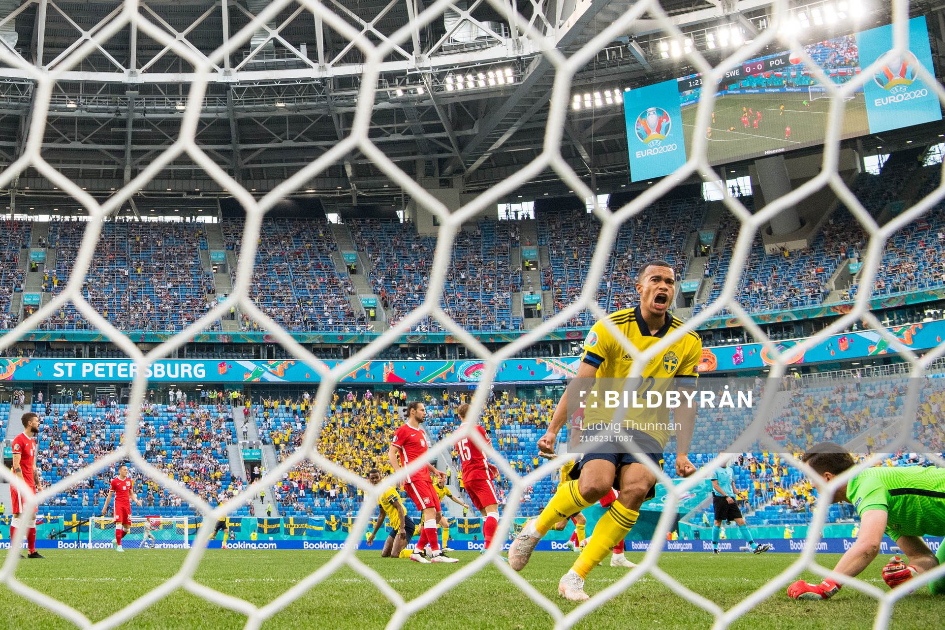Robin Quaison of Sweden celebrates