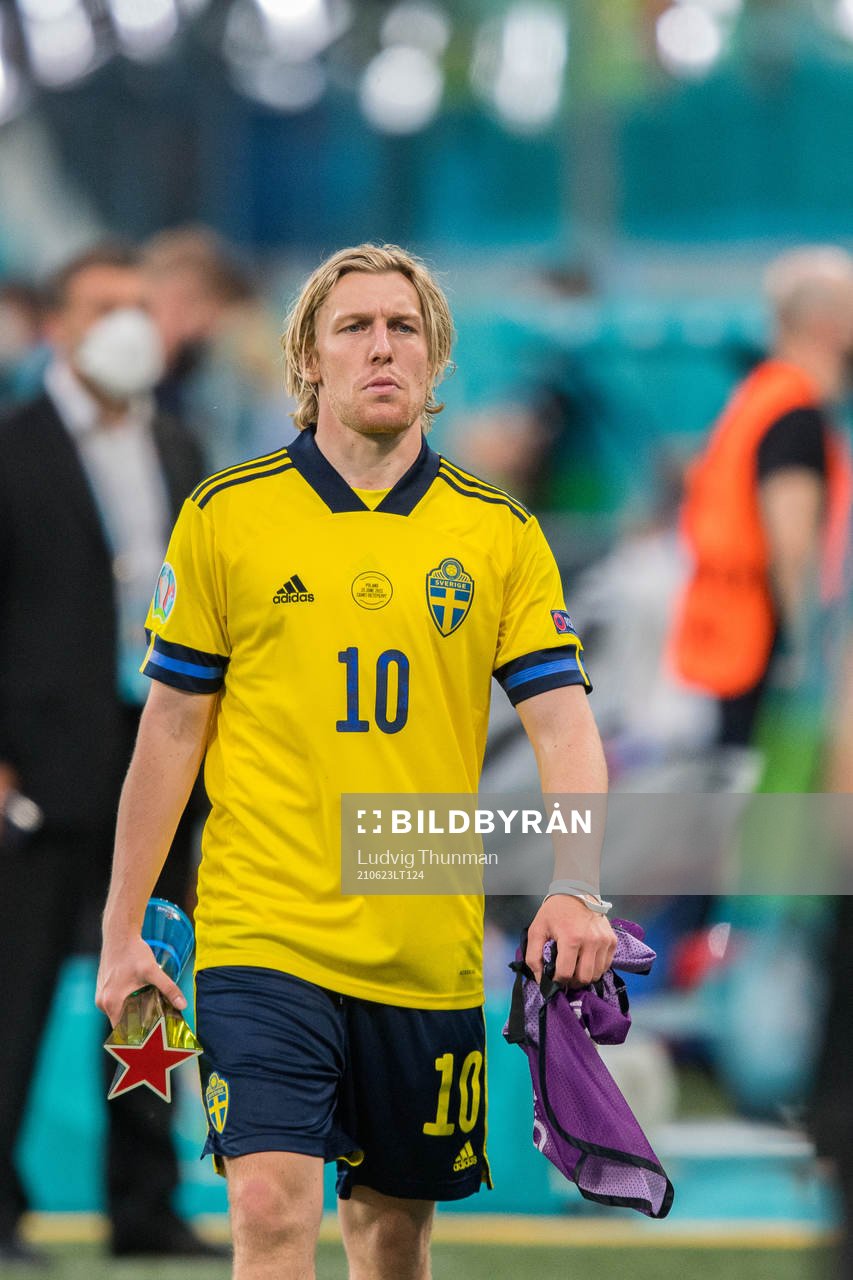 Emil Forsberg of Sweden with the trophy for player of the