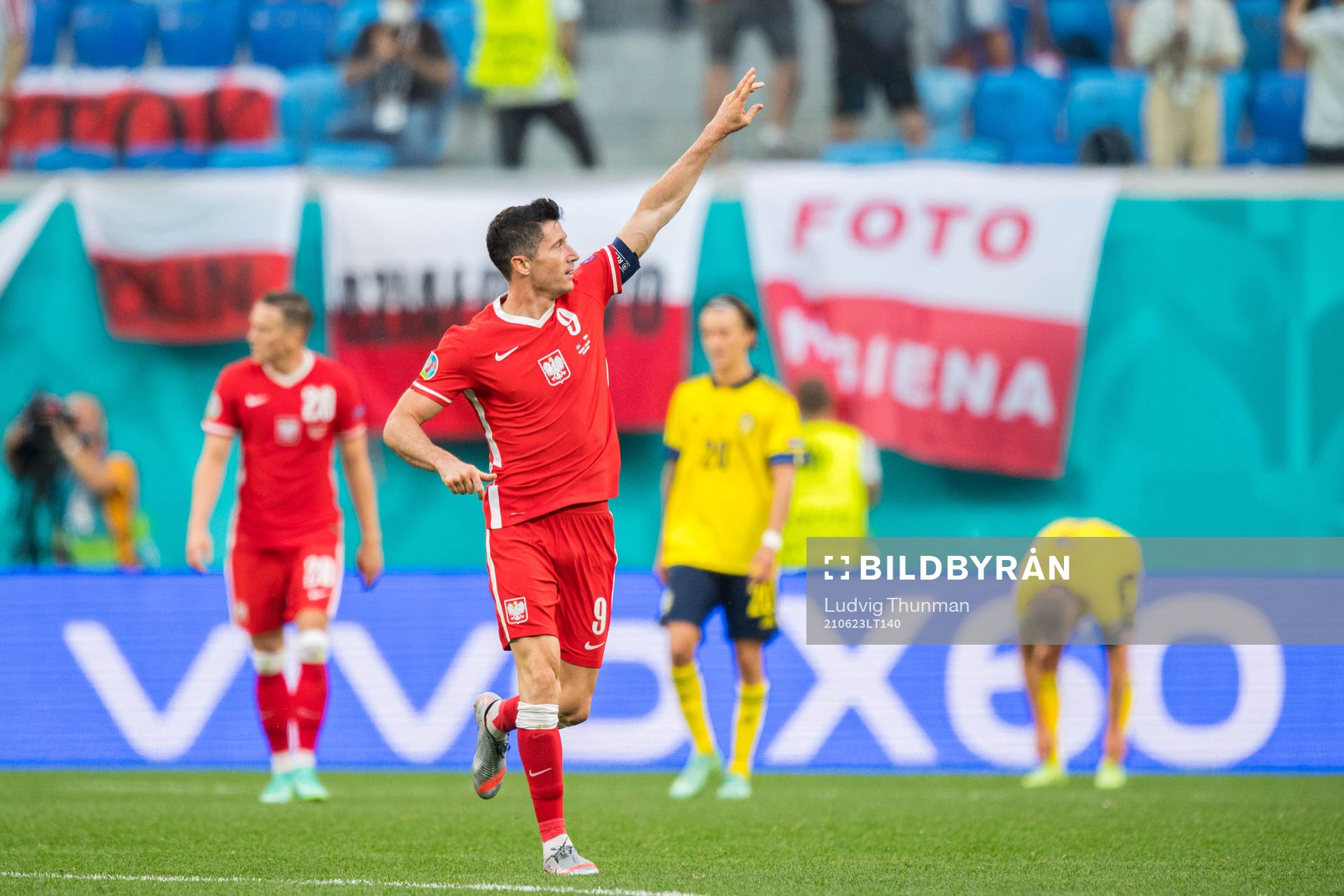 Robert Lewandowski of Poland celebrates