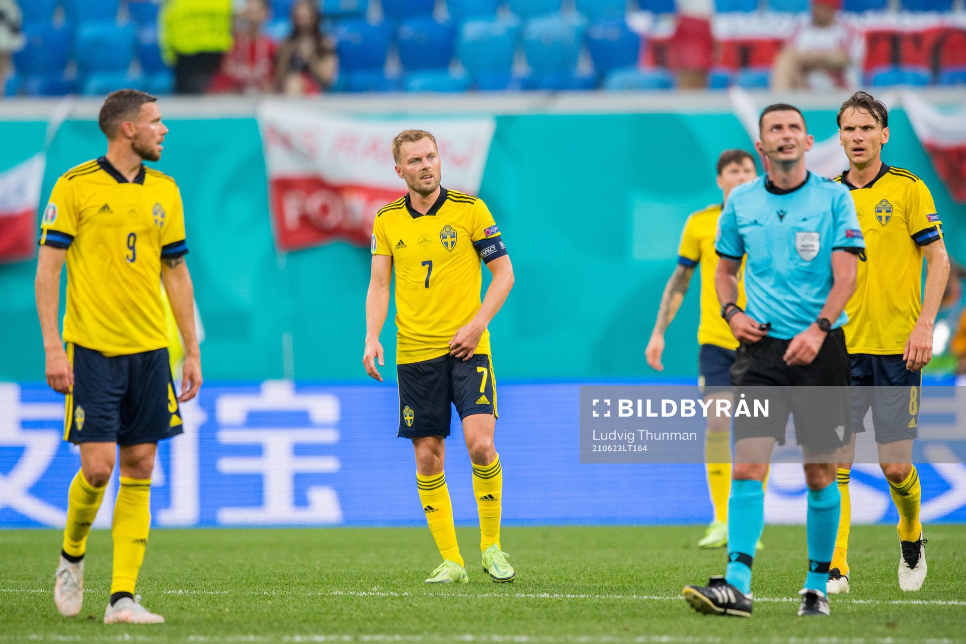 Marcus Berg, Sebastian Larsson and Albin Ekdal of Sweden