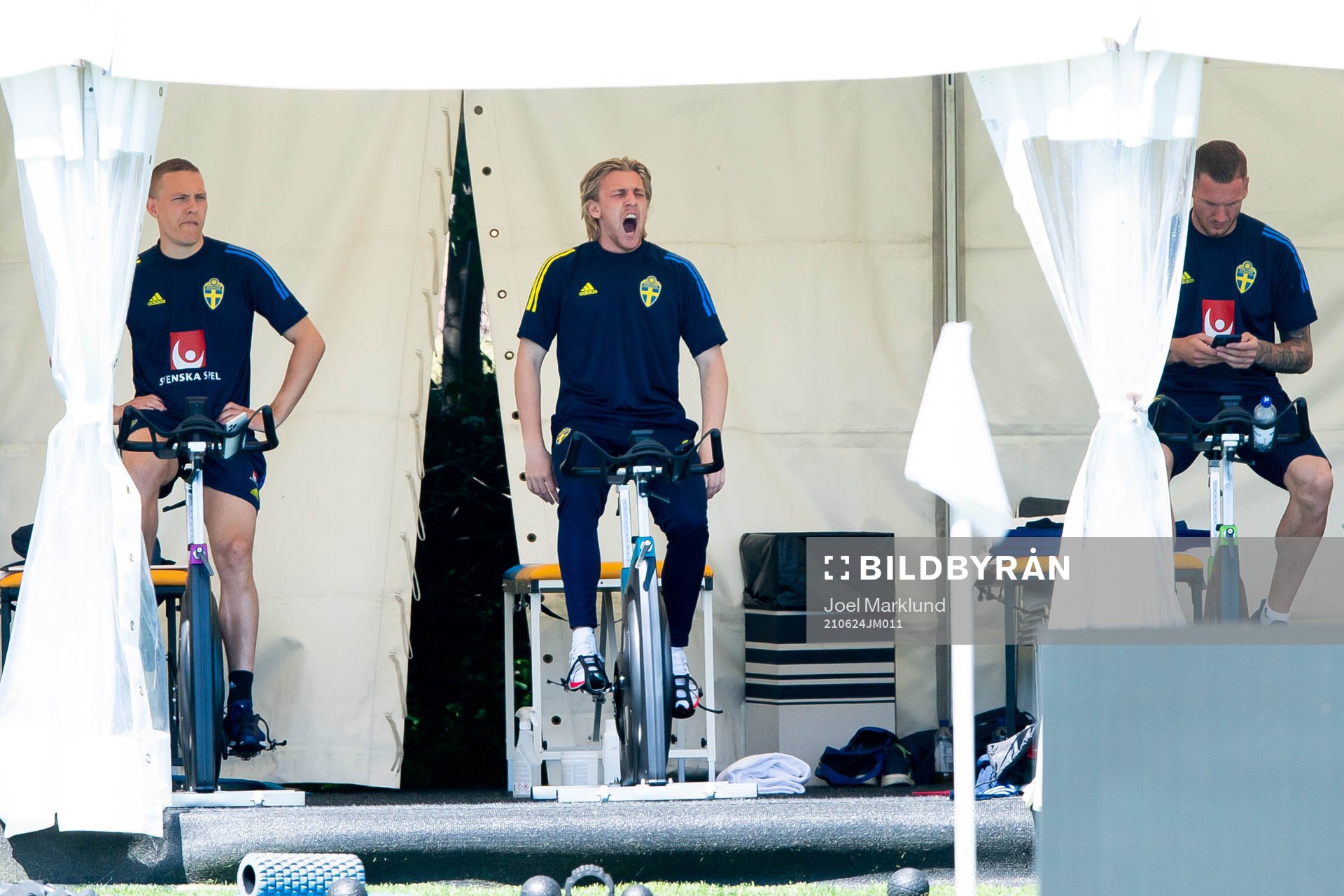 Ludwig Augustinsson, Emil Forsberg and goalkeeper Robin