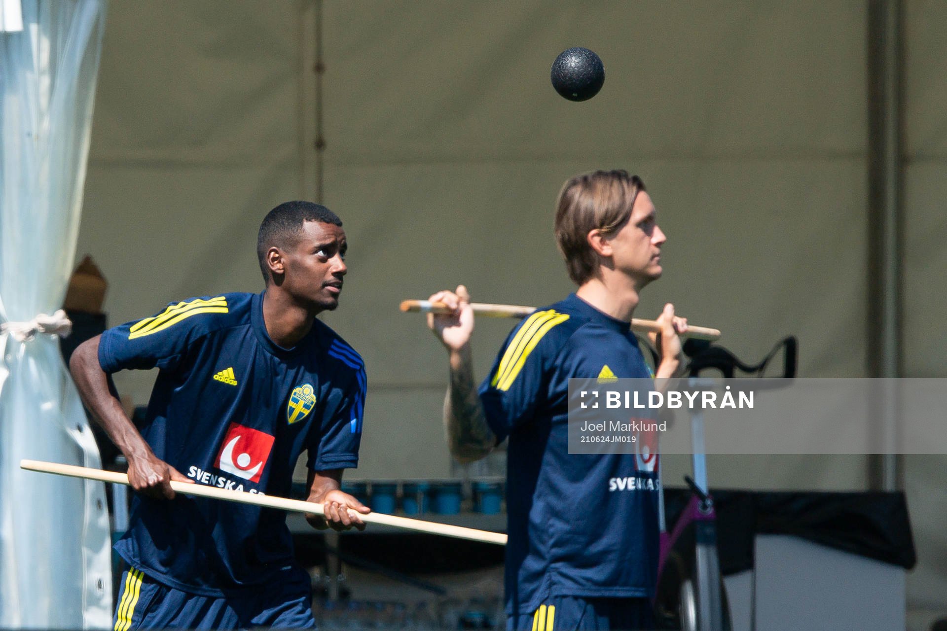 Alexander Isak and Kristoffer Olsson of the Swedish