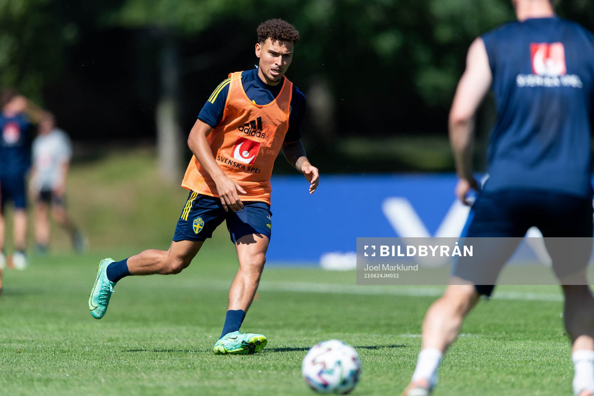 Jordan Larsson of the Swedish national football team at a