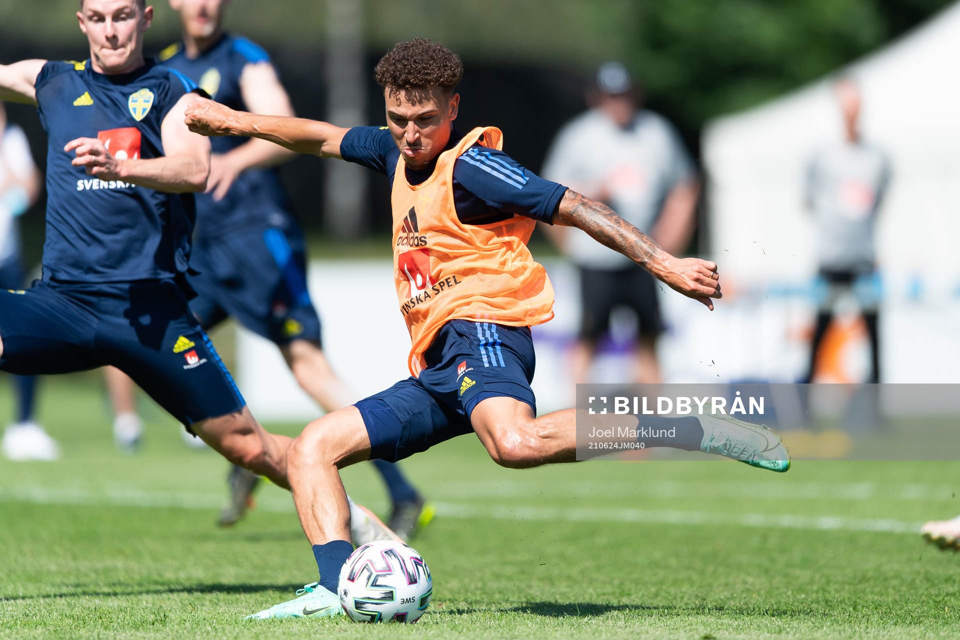 Jordan Larsson of the Swedish national football team at a