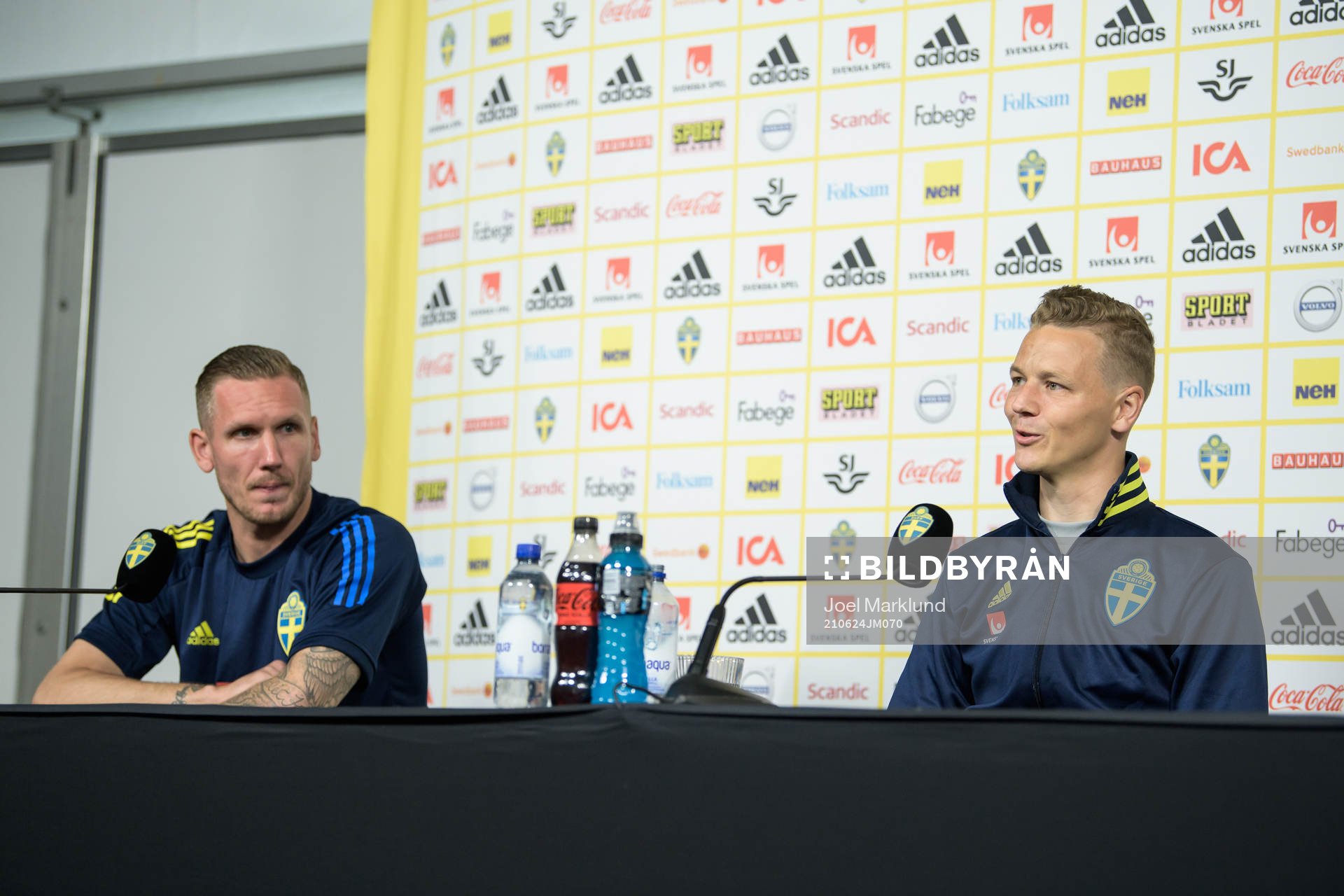 Robin Olsen and goalkeeper coach Maths Elfvendal of the