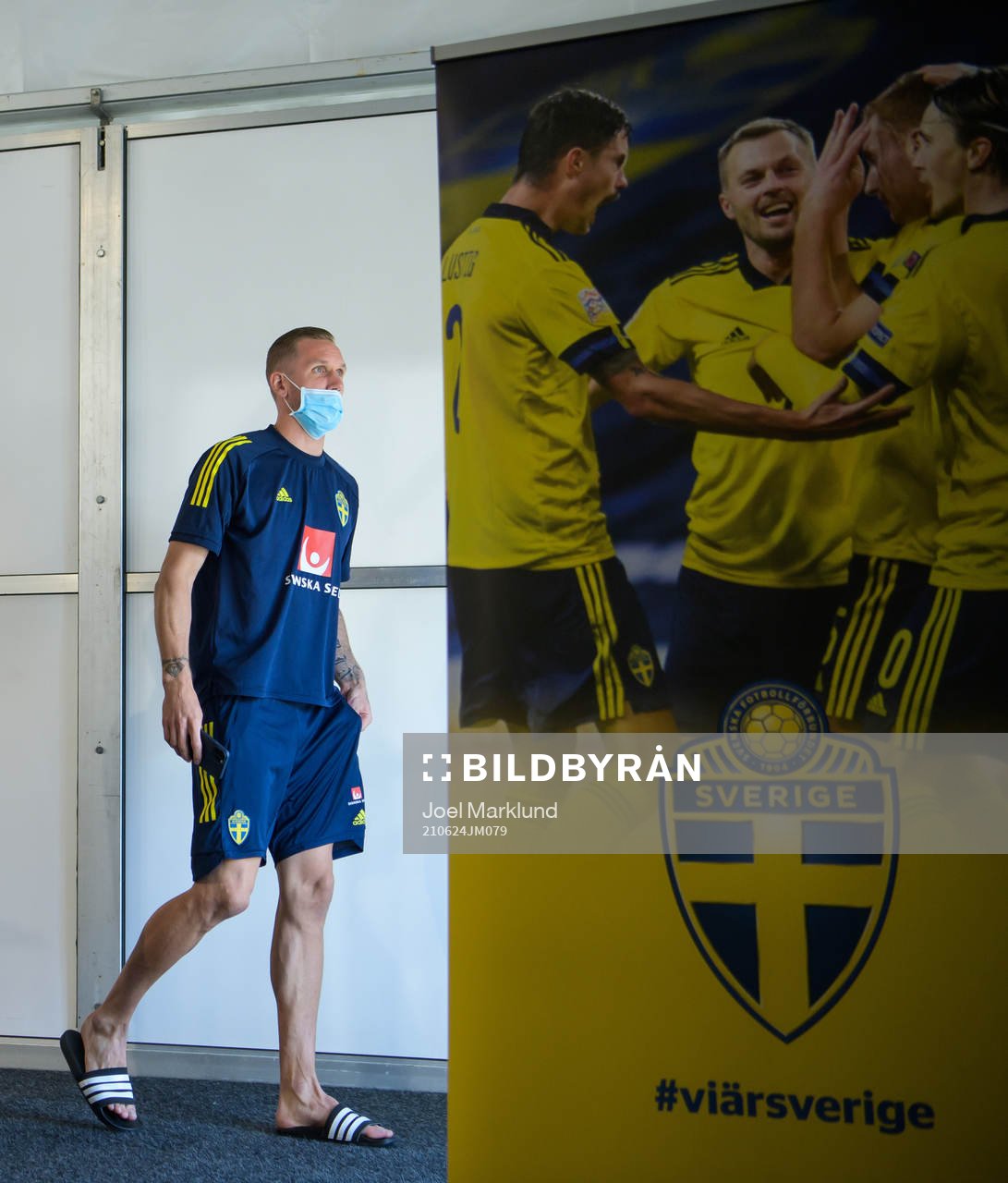Robin Olsen of the Swedish national football team at a