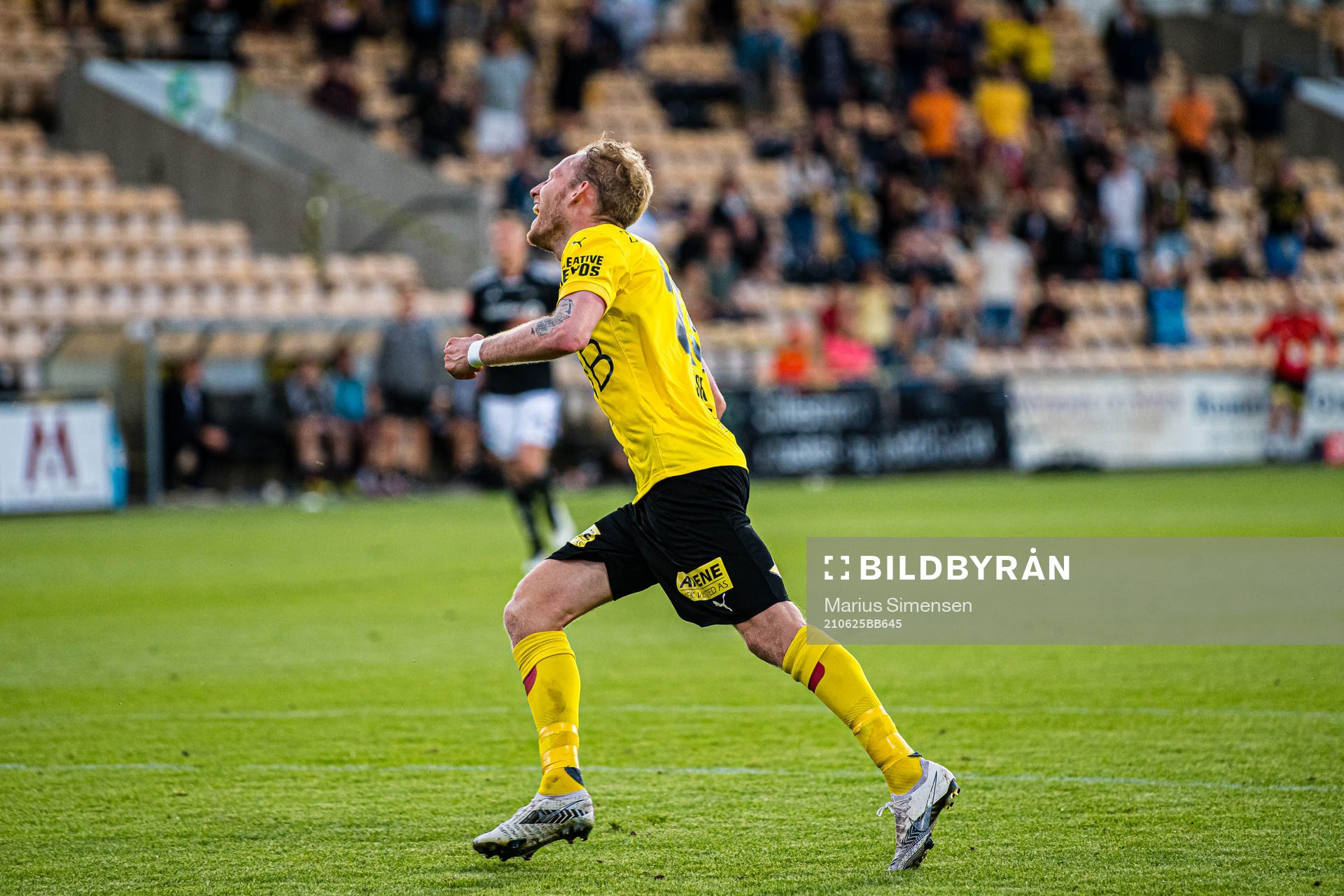 Gjermund Åsen of Lillestrøm celebrates after scoring the 2-0 goal during the Eliteserien match between Lillestrøm and Rosenborg on June 25, 2021 in Lillestrøm.