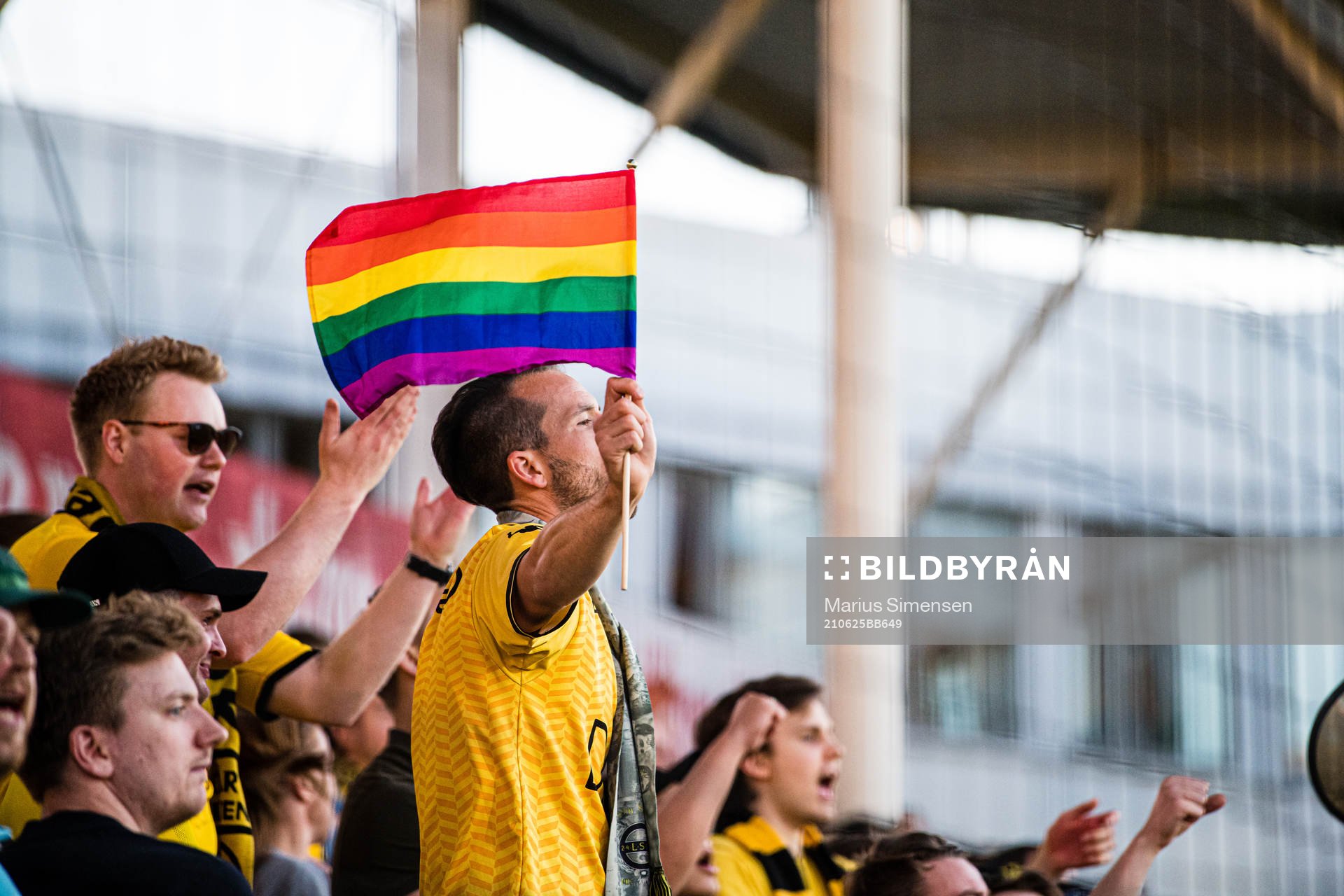 A rainbow-colored flag