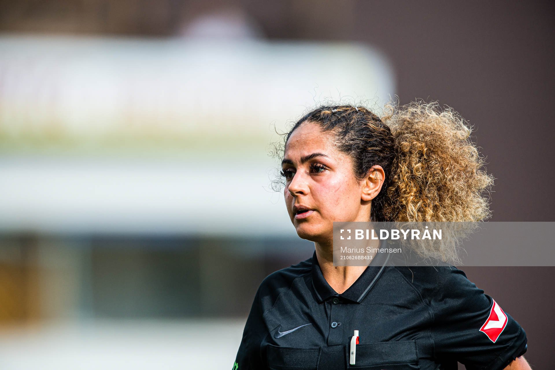 Maliha Ahmady, referee, during the 1. divison football match between Hønefoss and Amazon Grimstad on June 26, 2021 in Hønefoss.