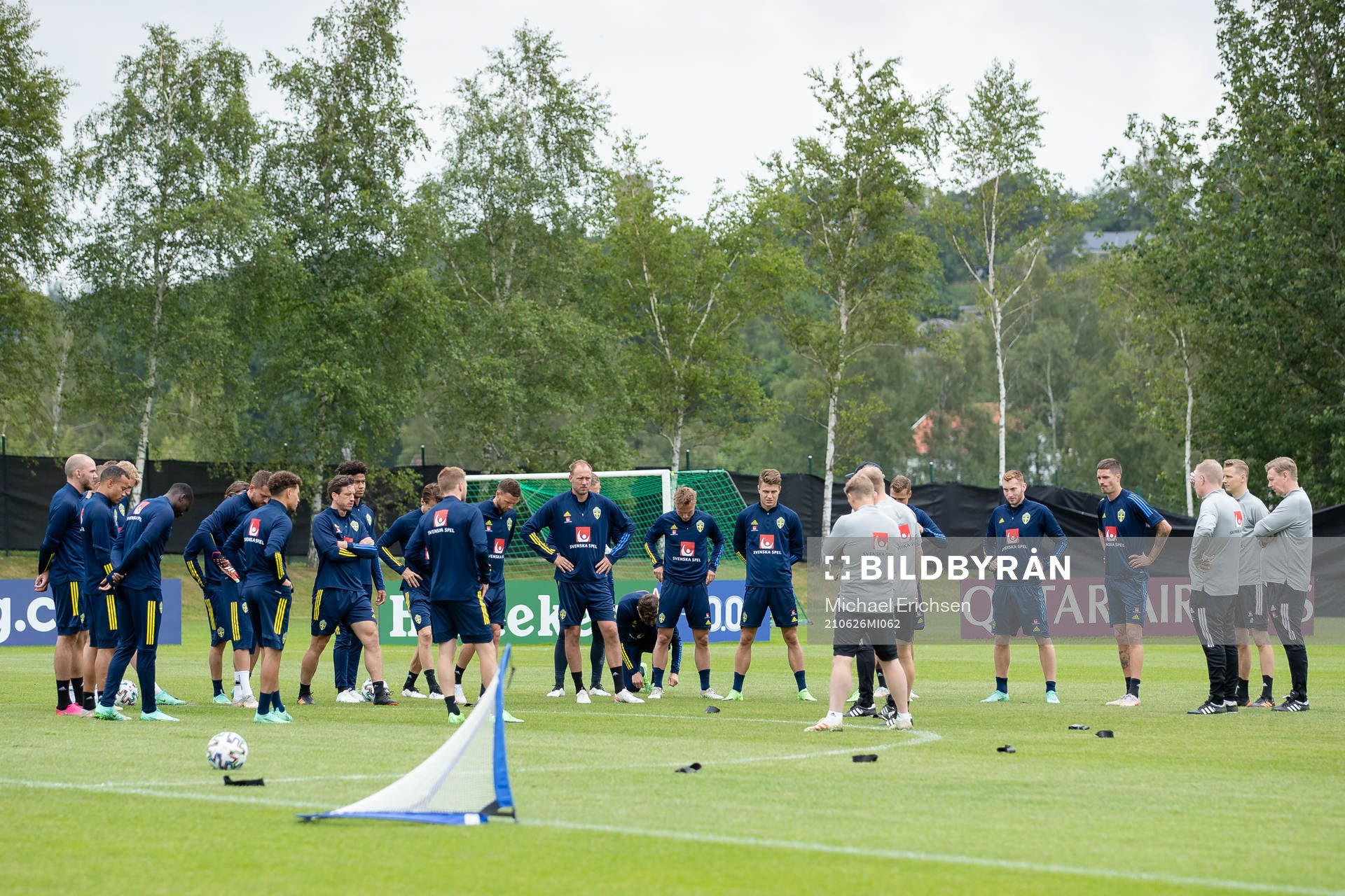 Players of the Swedish national football team at a training