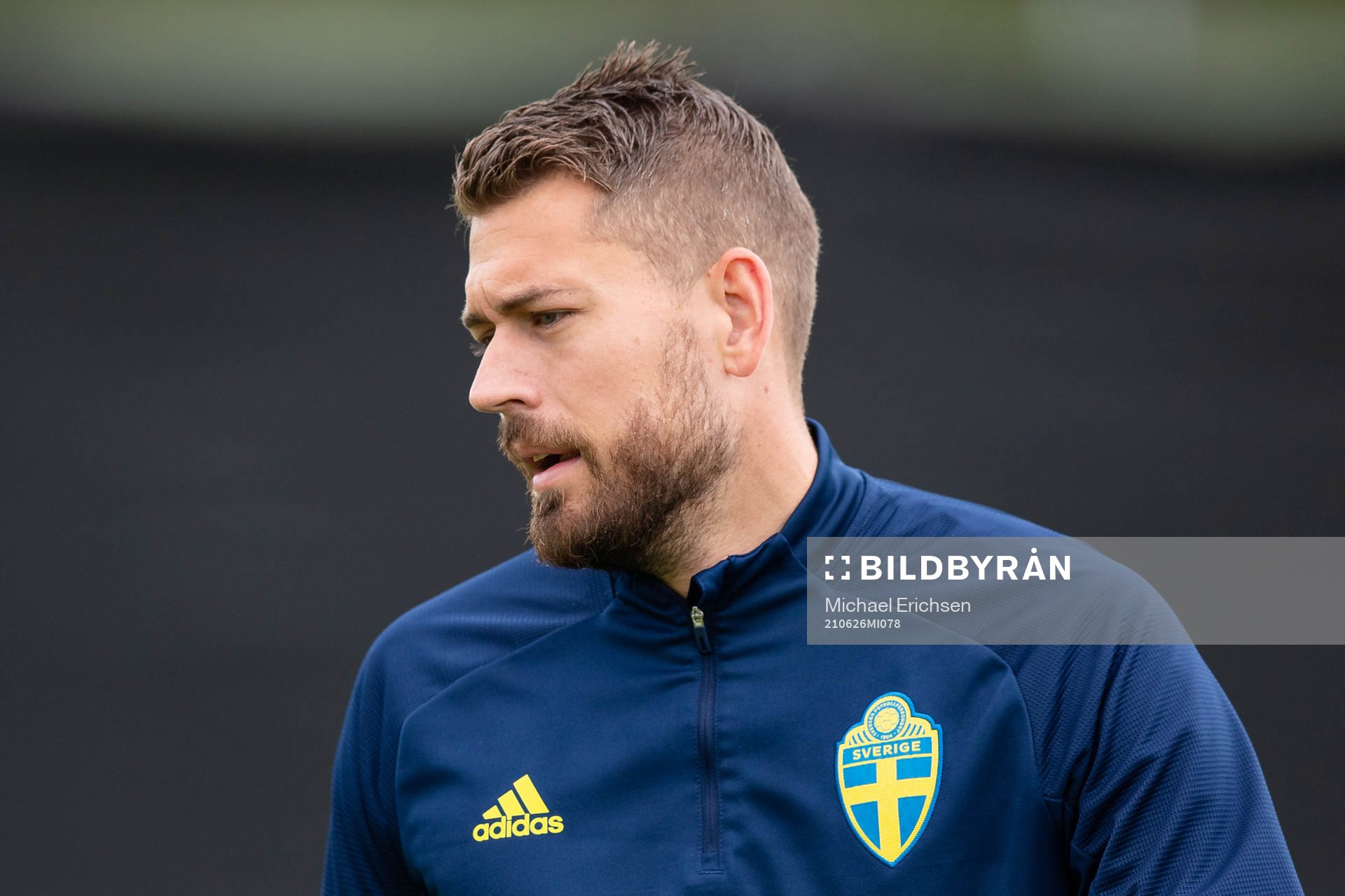 Goalkeeper Kristoffer Nordfeldt of the Swedish national football team at a training session during the UEFA Euro 2020 Football Championship on June 26, 2021 in Gothenburg.