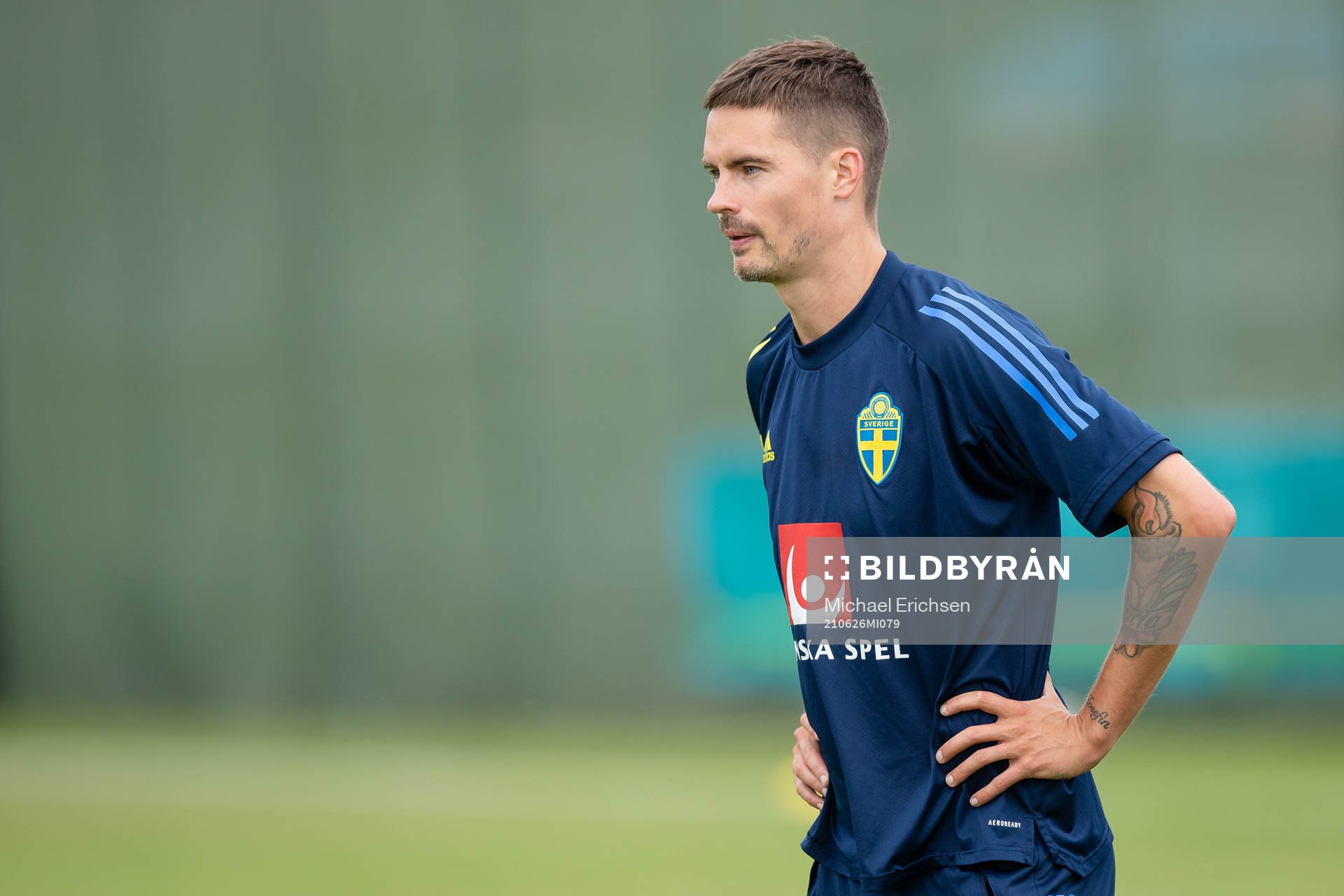 Mikael Lustig of the Swedish national football team at a