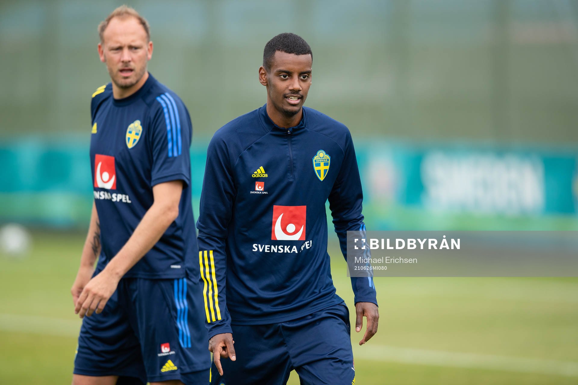 Andreas Granqvist  and Alexander Isak of the Swedish