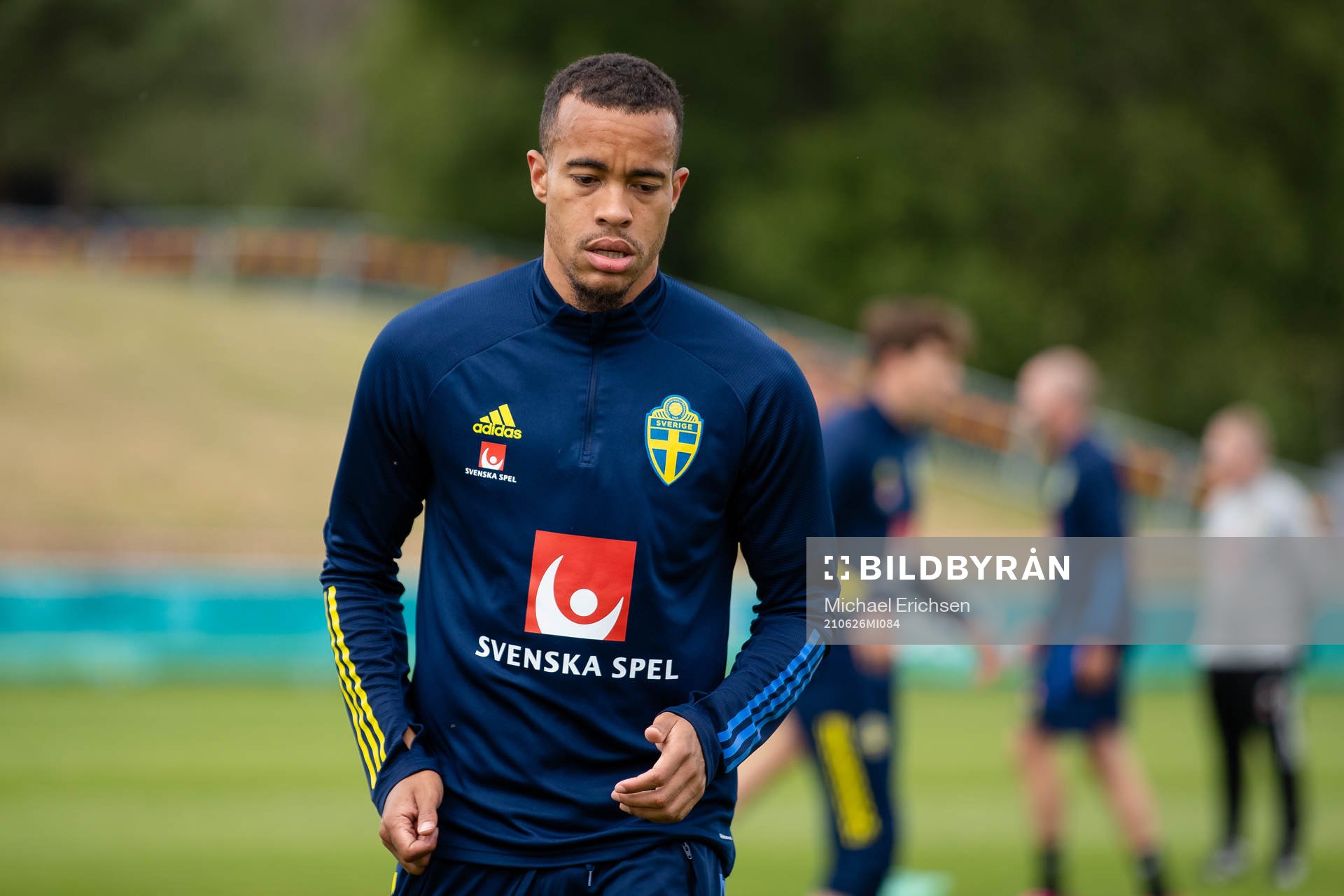 Robin Quaison of the Swedish national football team at a