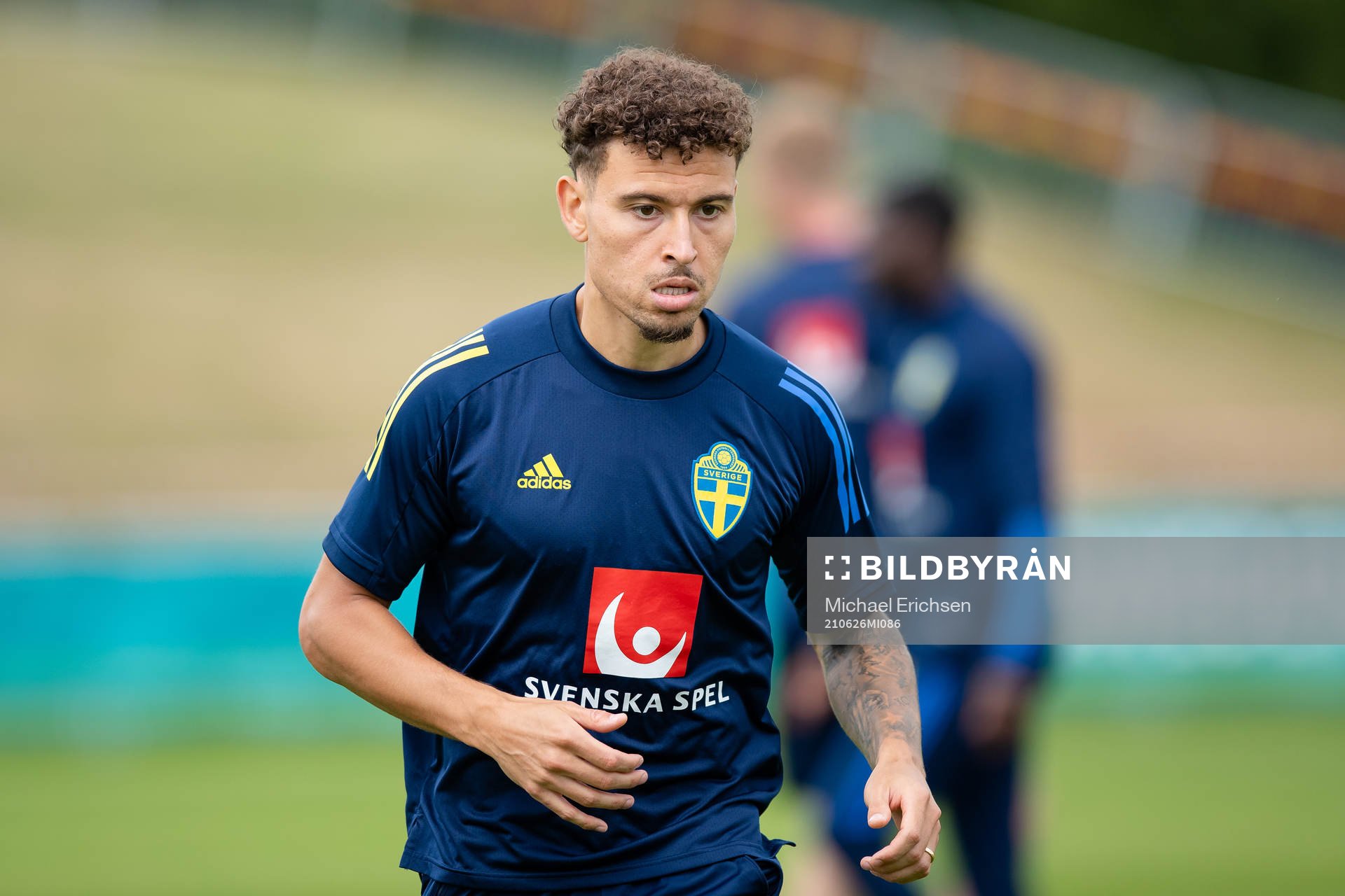 Jordan Larsson of the Swedish national football team at a