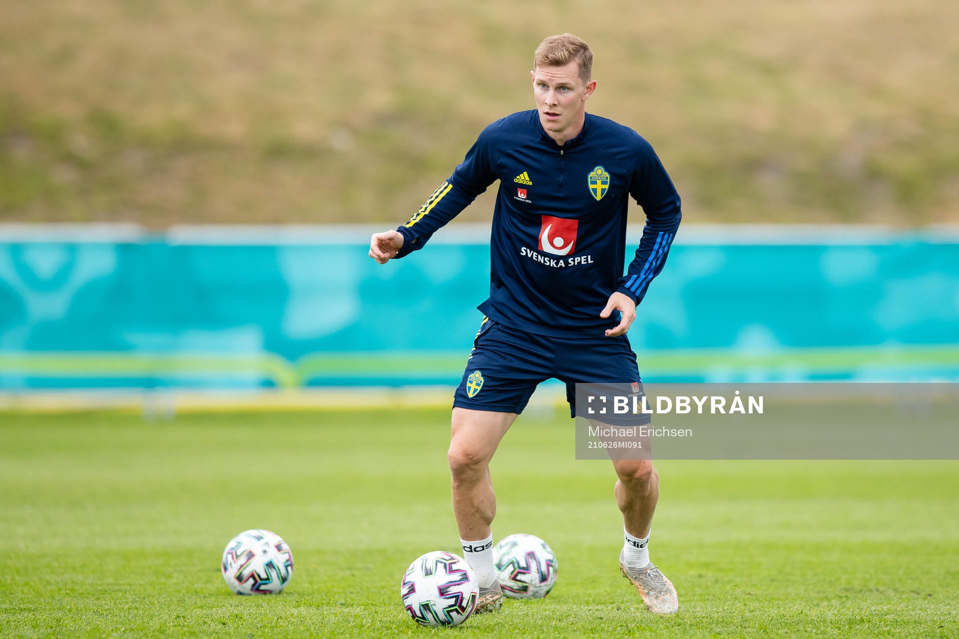 Emil Krafth of the Swedish national football team at a