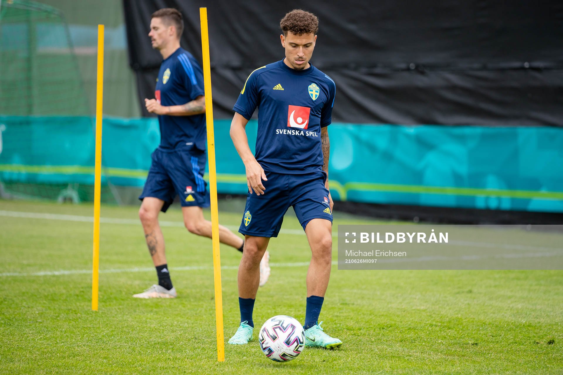 Jordan Larsson of the Swedish national football team at a