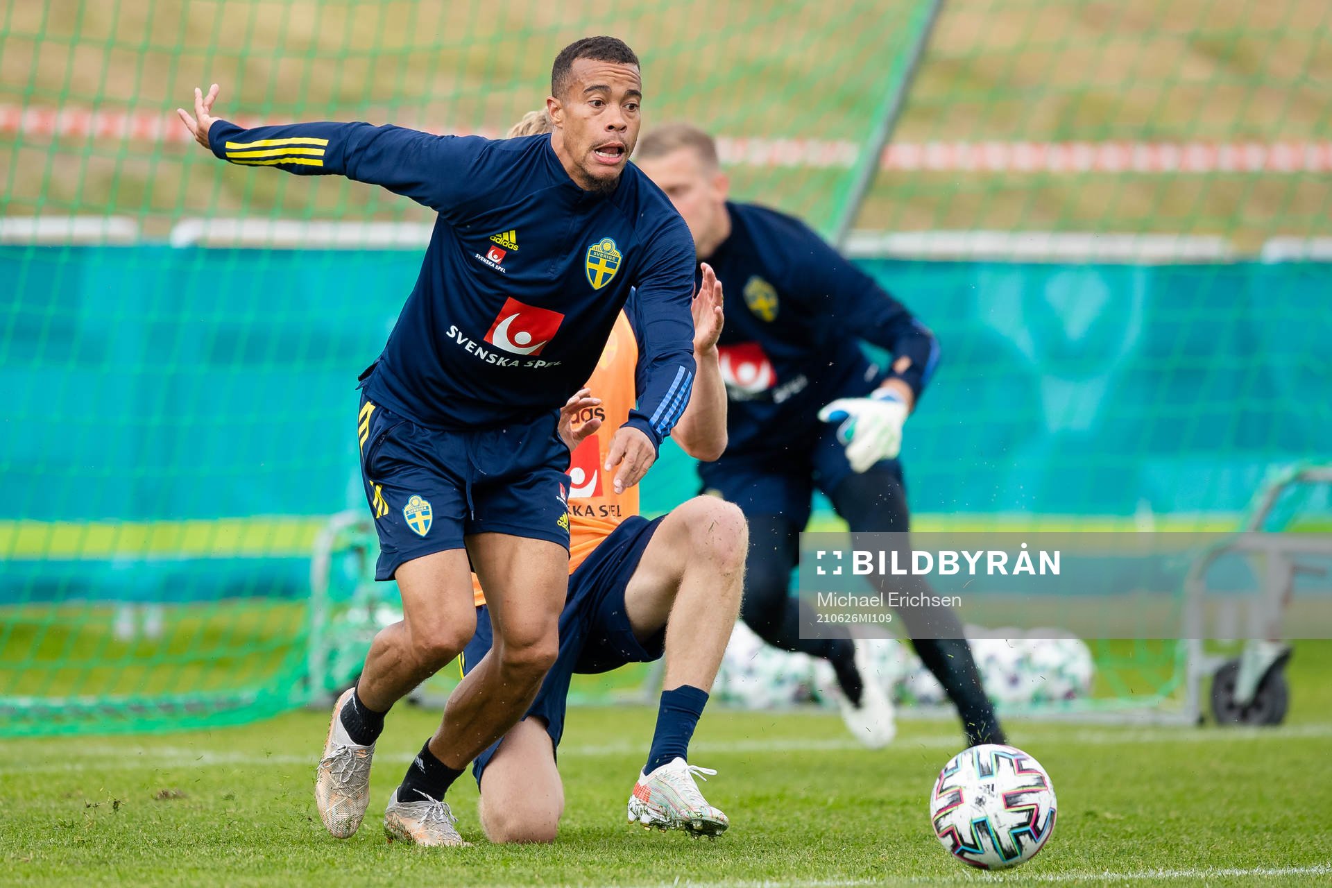 Robin Quaison of the Swedish national football team at a