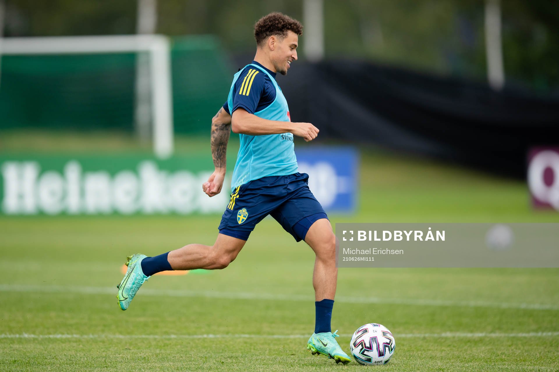 Jordan Larsson of the Swedish national football team at a