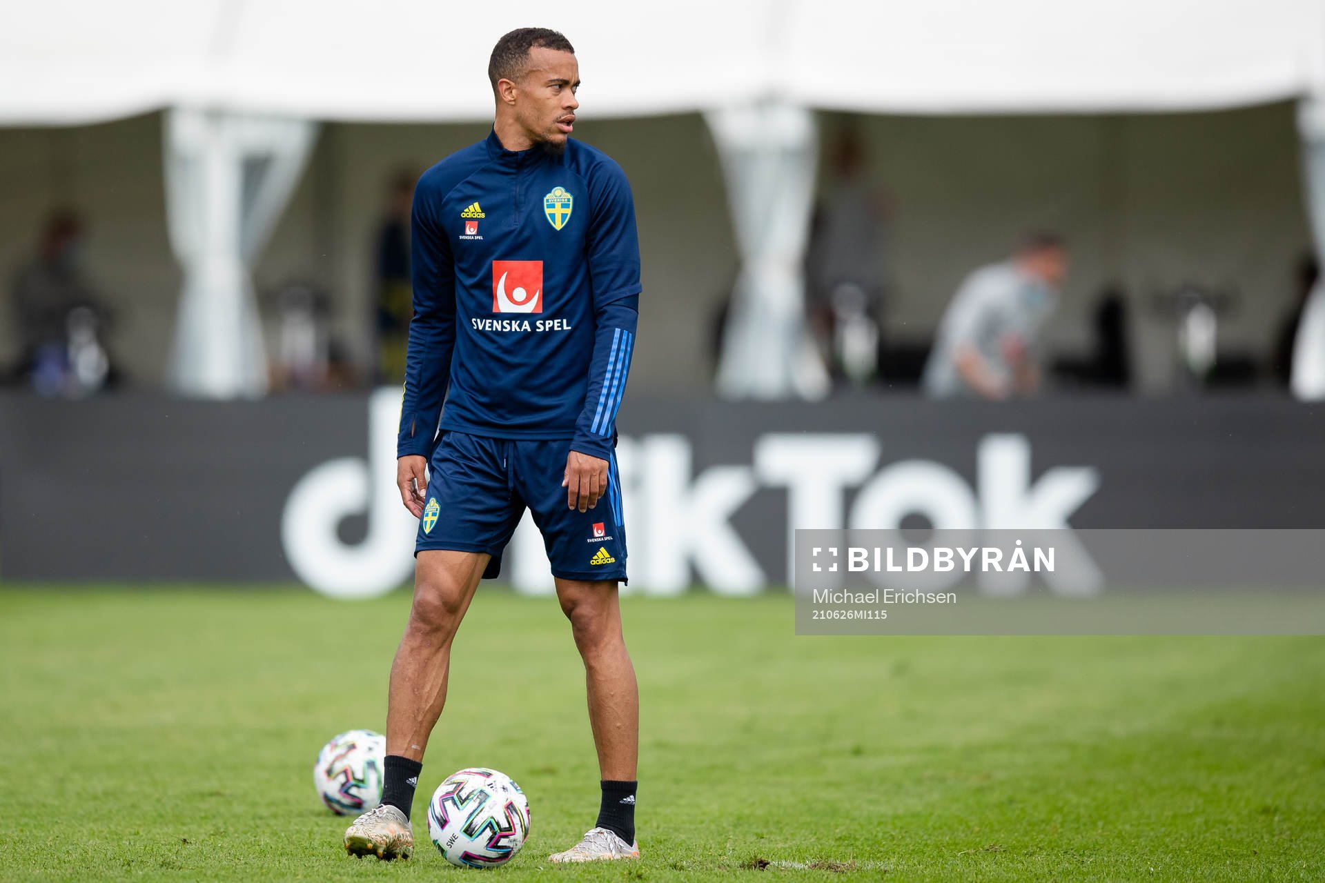 Robin Quaison of the Swedish national football team at a