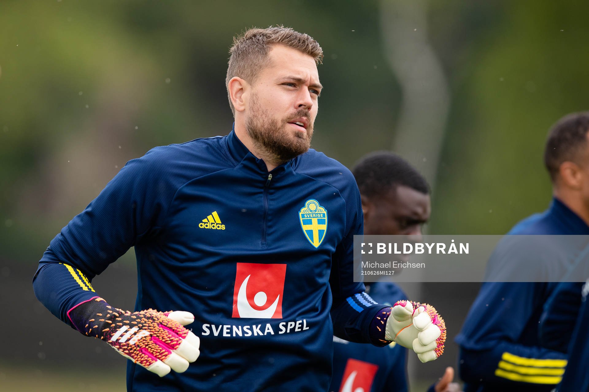 Goalkeeper Kristoffer Nordfeldt of the Swedish national