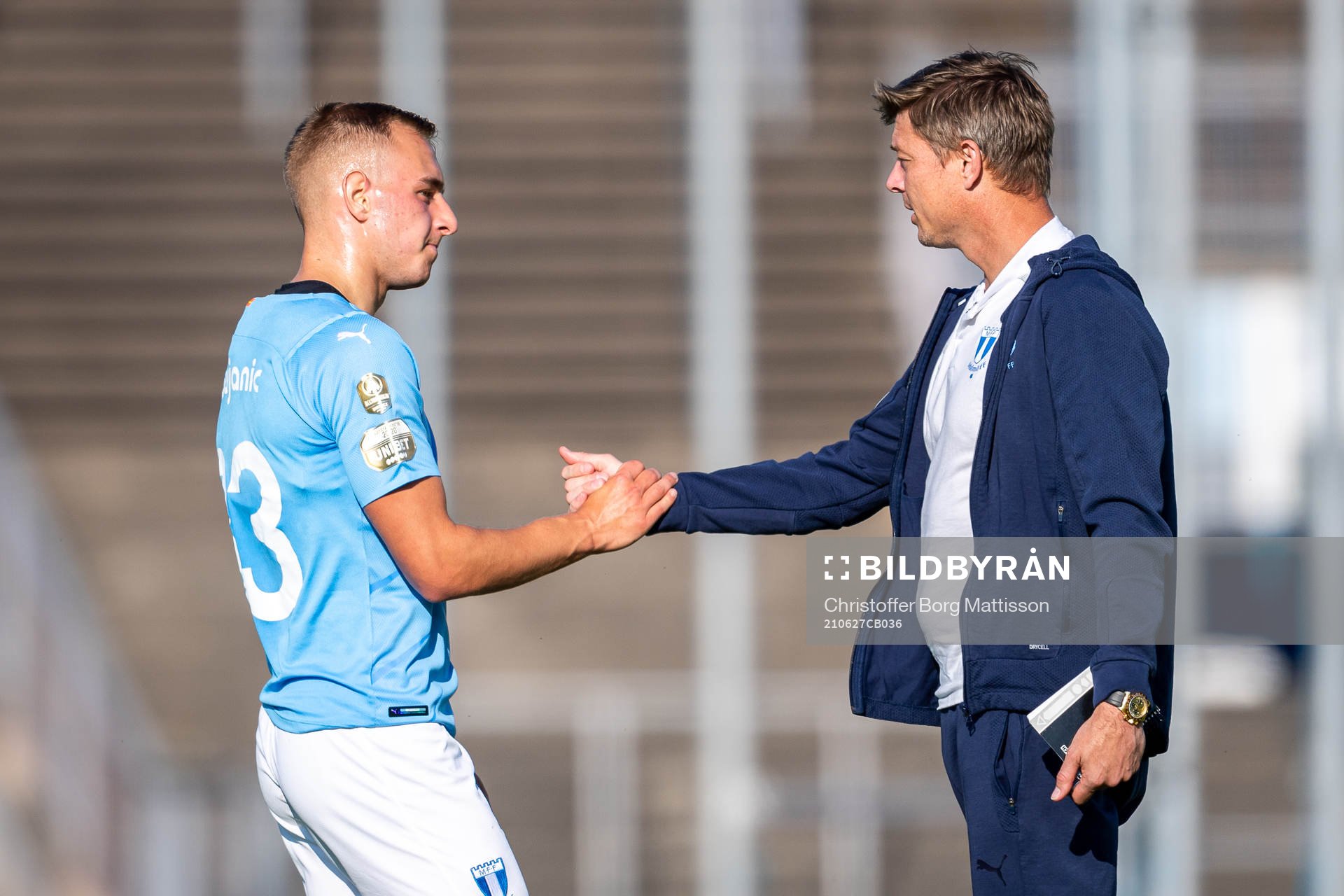 Malmö FFs Amel Mujanic och huvudtränare Jon Dahl Tomasson