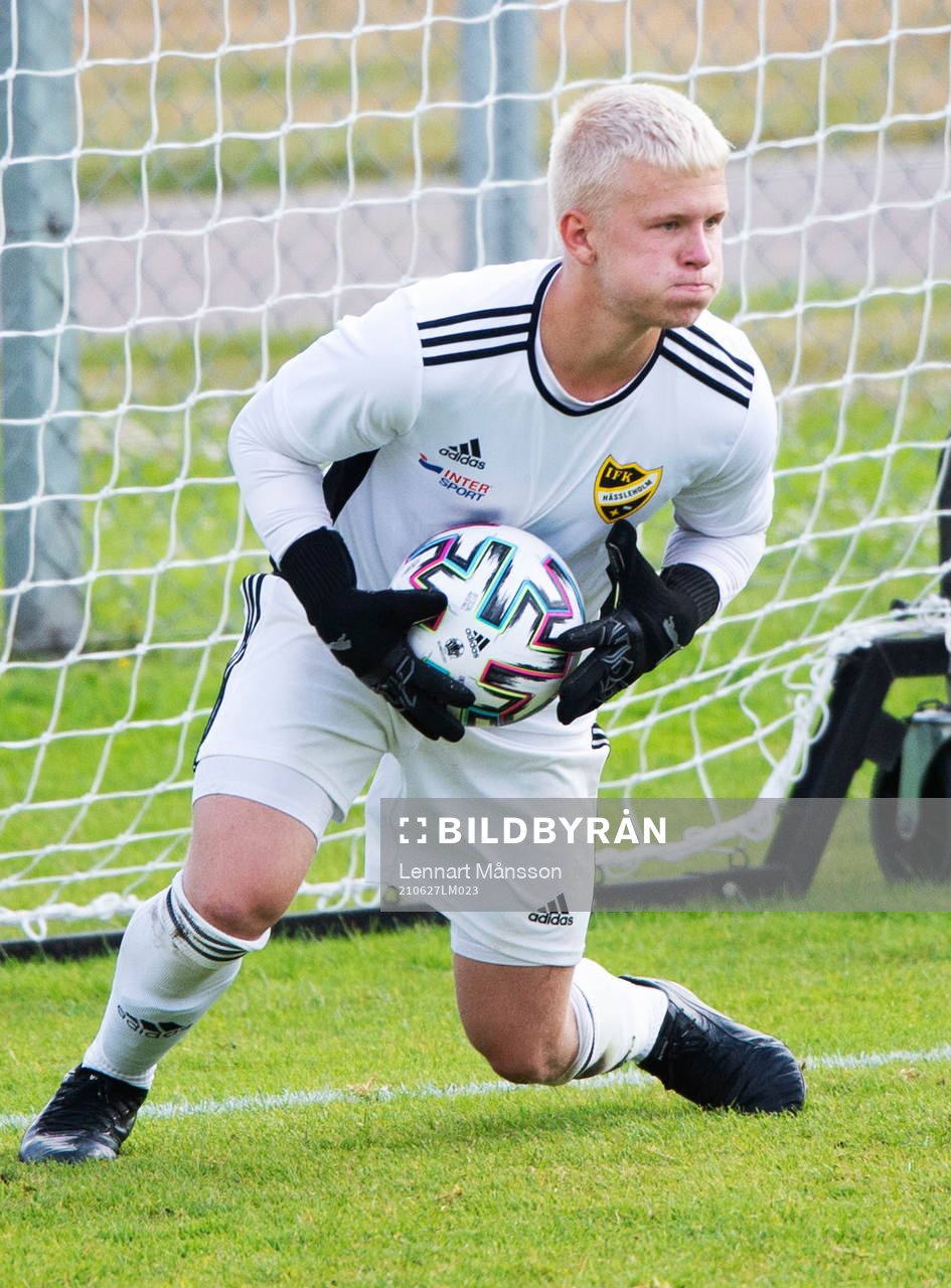 IFK Hässleholms målvakt Jacob Holmberg i matchen i