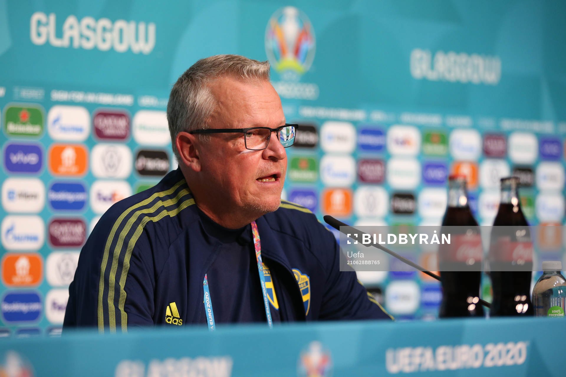 In this handout picture provided by UEFA, Janne Andersson,