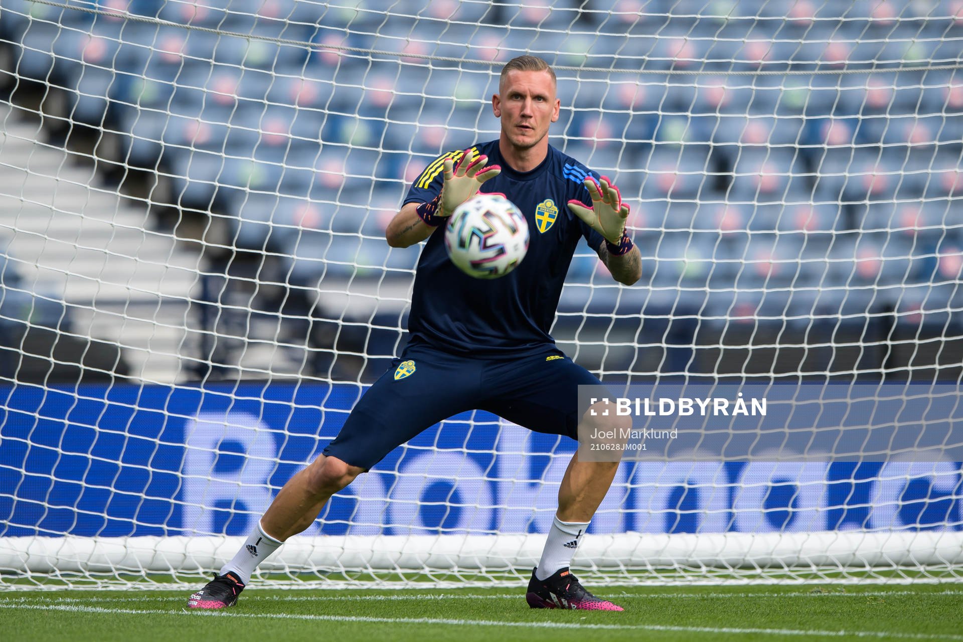 Robin Olsen of the Swedish national football team at a