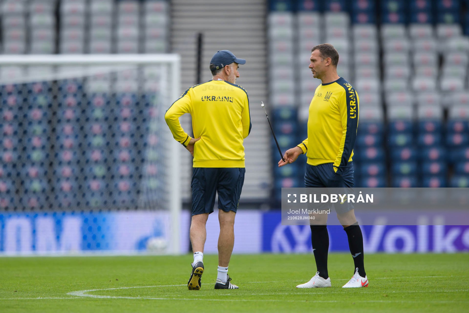 Head coach Andriy Shevchenko of the Ukrainian national football team at a training session during the UEFA Euro 2020 Football Championship on June 28, 2021 in Glasgow.
