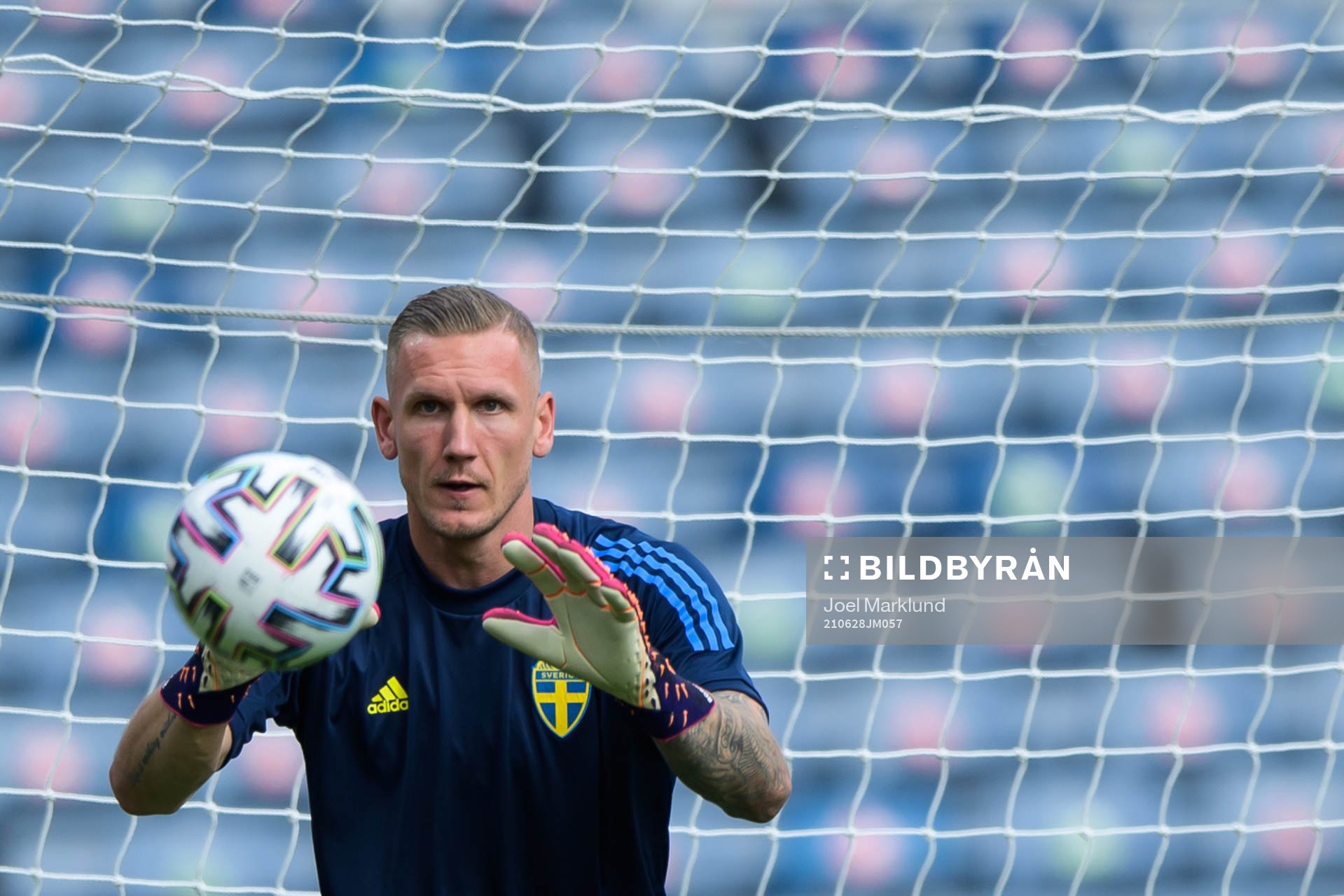 Robin Olsen of the Swedish national football team at a