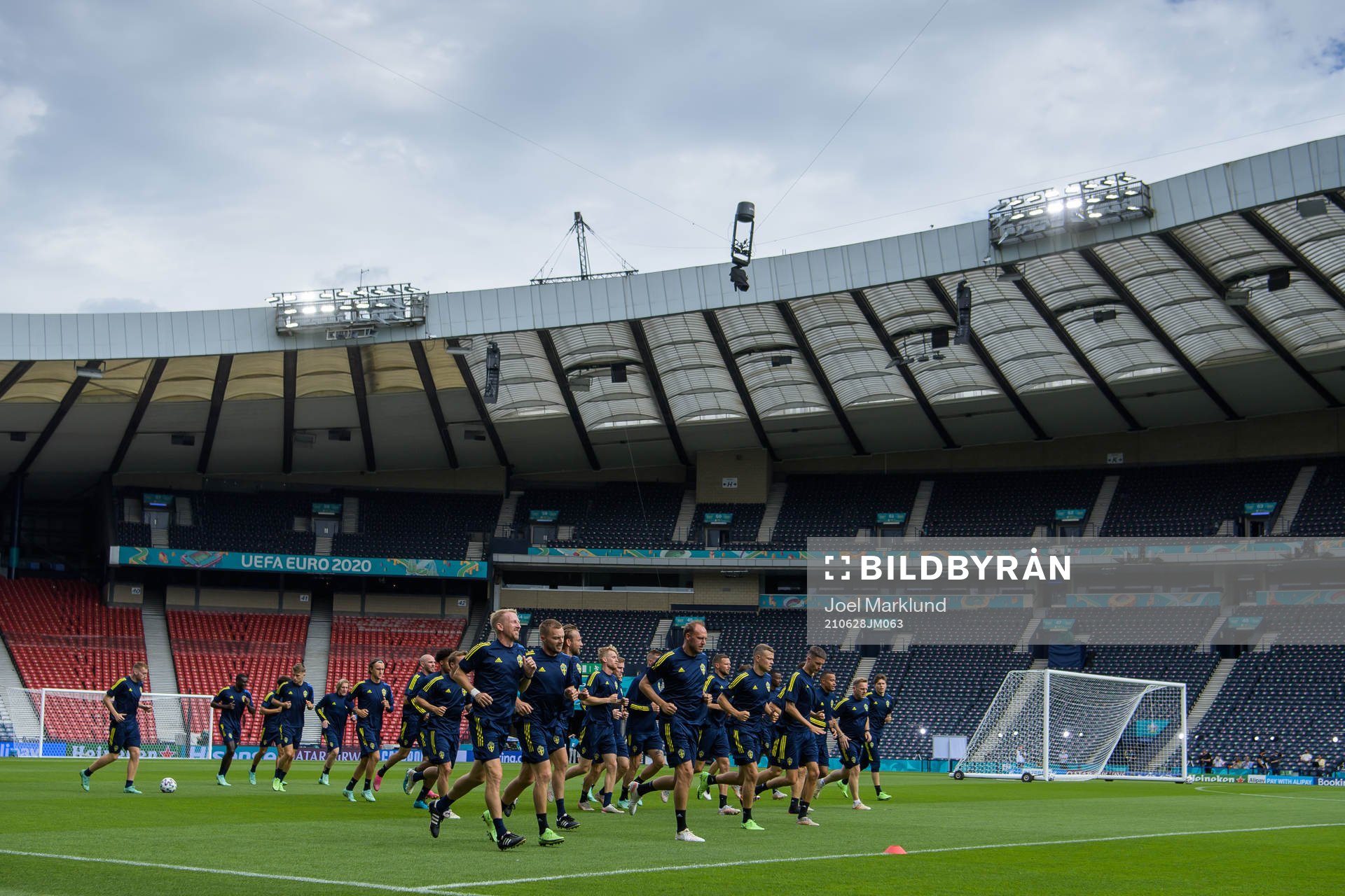 Players of the Swedish national football team at a training