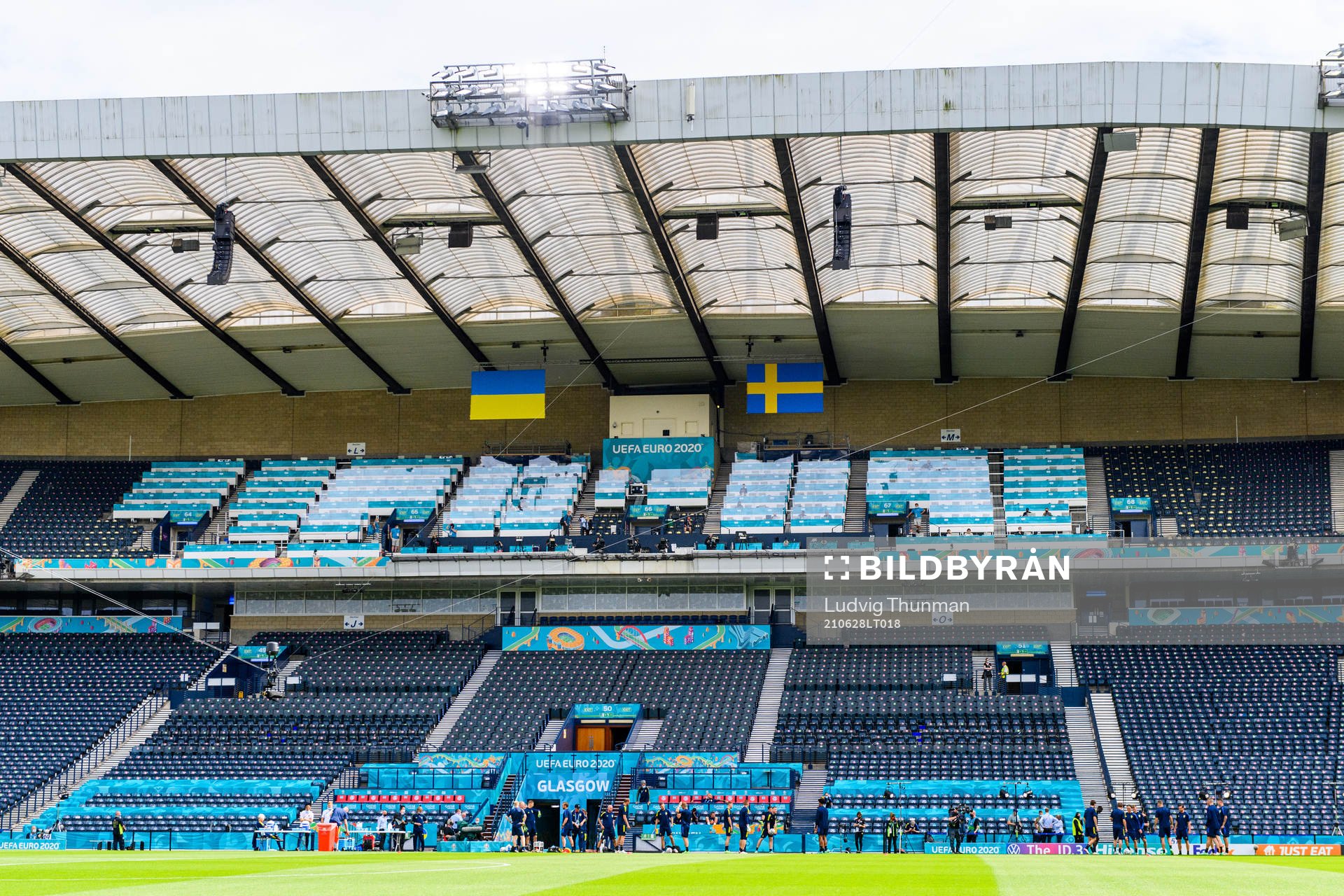 General view of Hampden Park at a training session