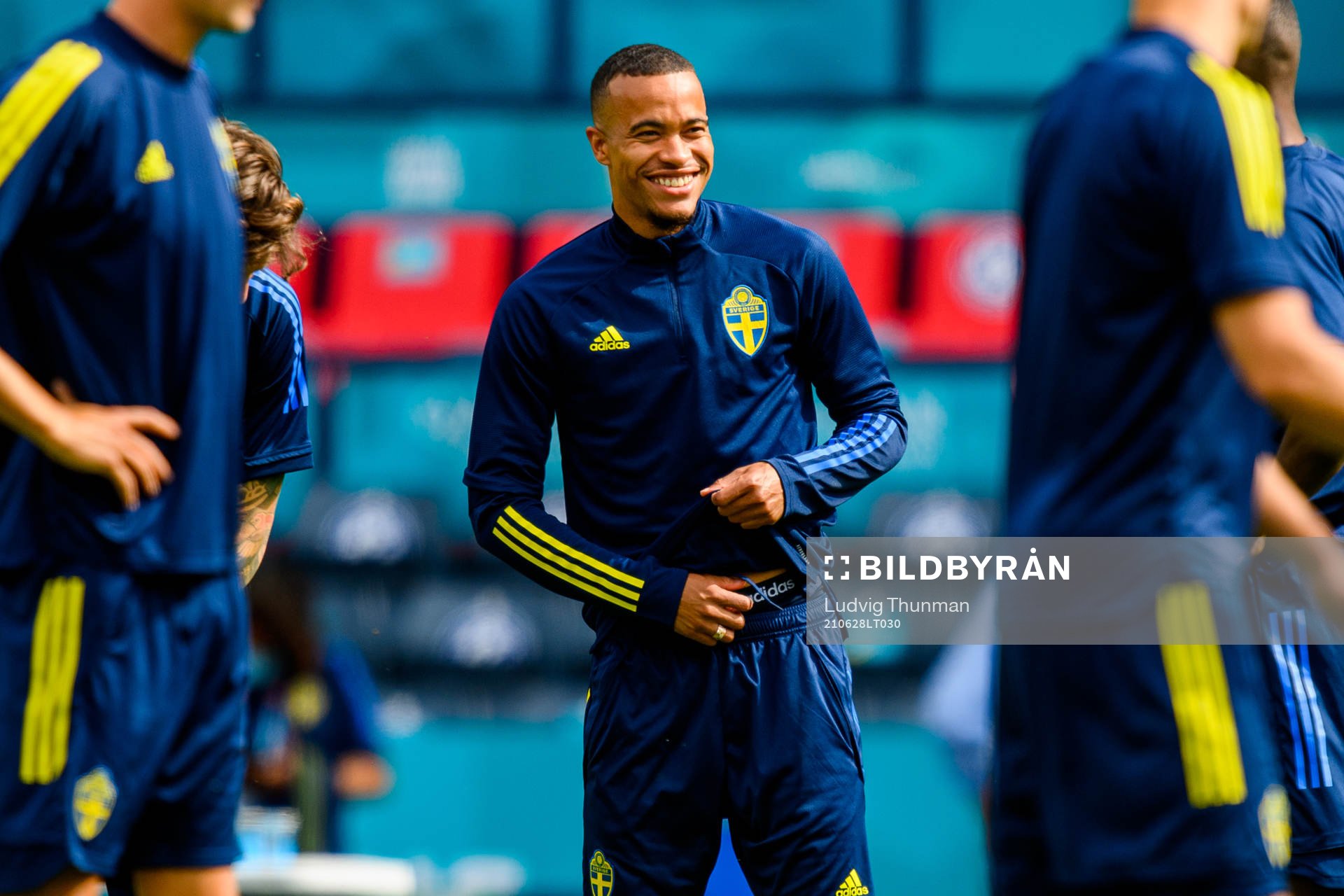 Robin Quaison of the Swedish national football team at a