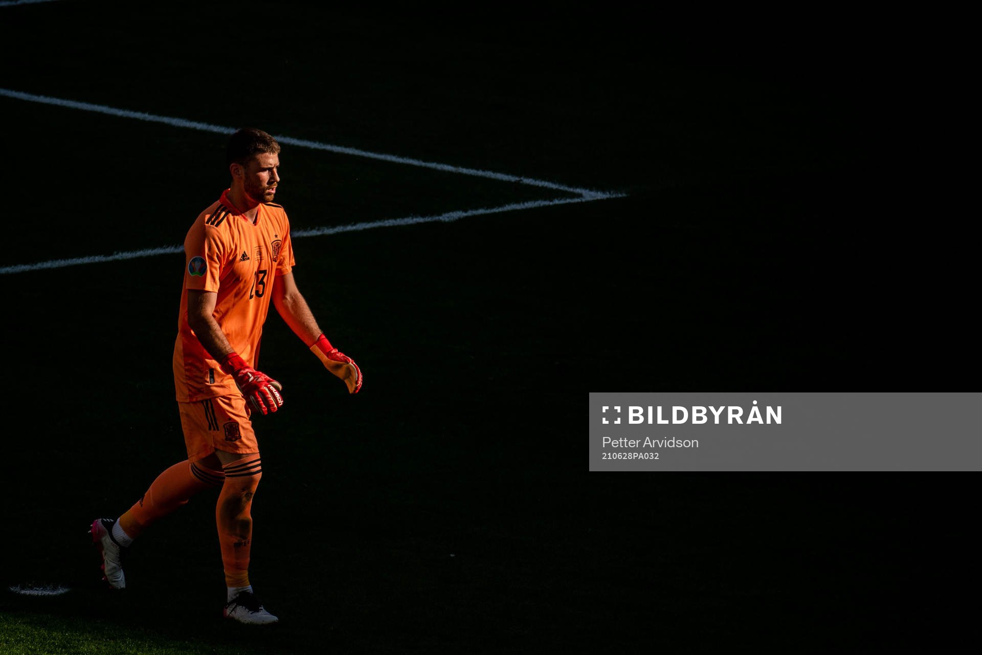Goalkeeper Unai Simon of Spain looks dejected
