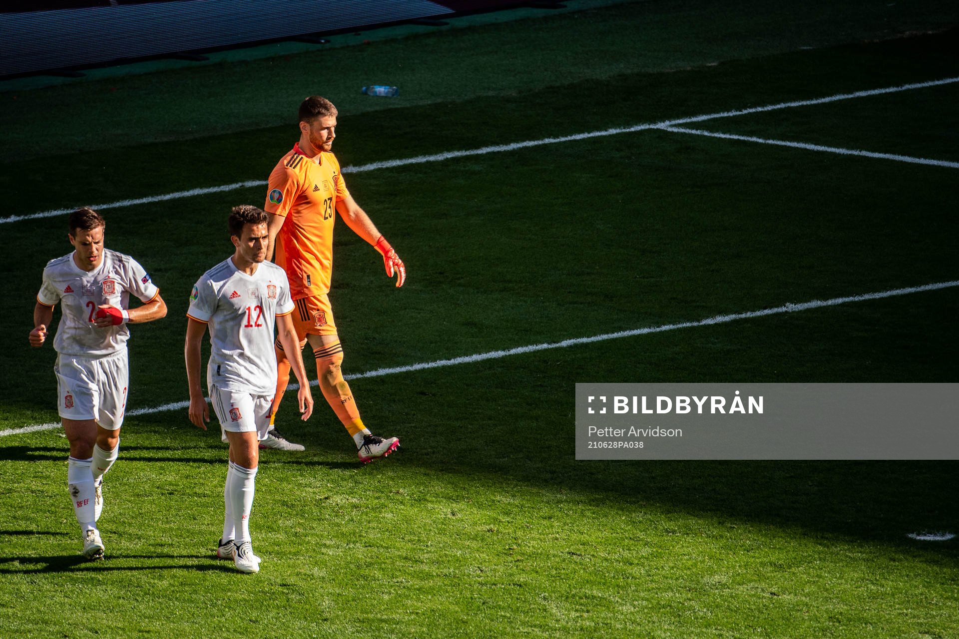 Cesar Azpilicueta, Eric Garcia and goalkeeper Unai Simon of
