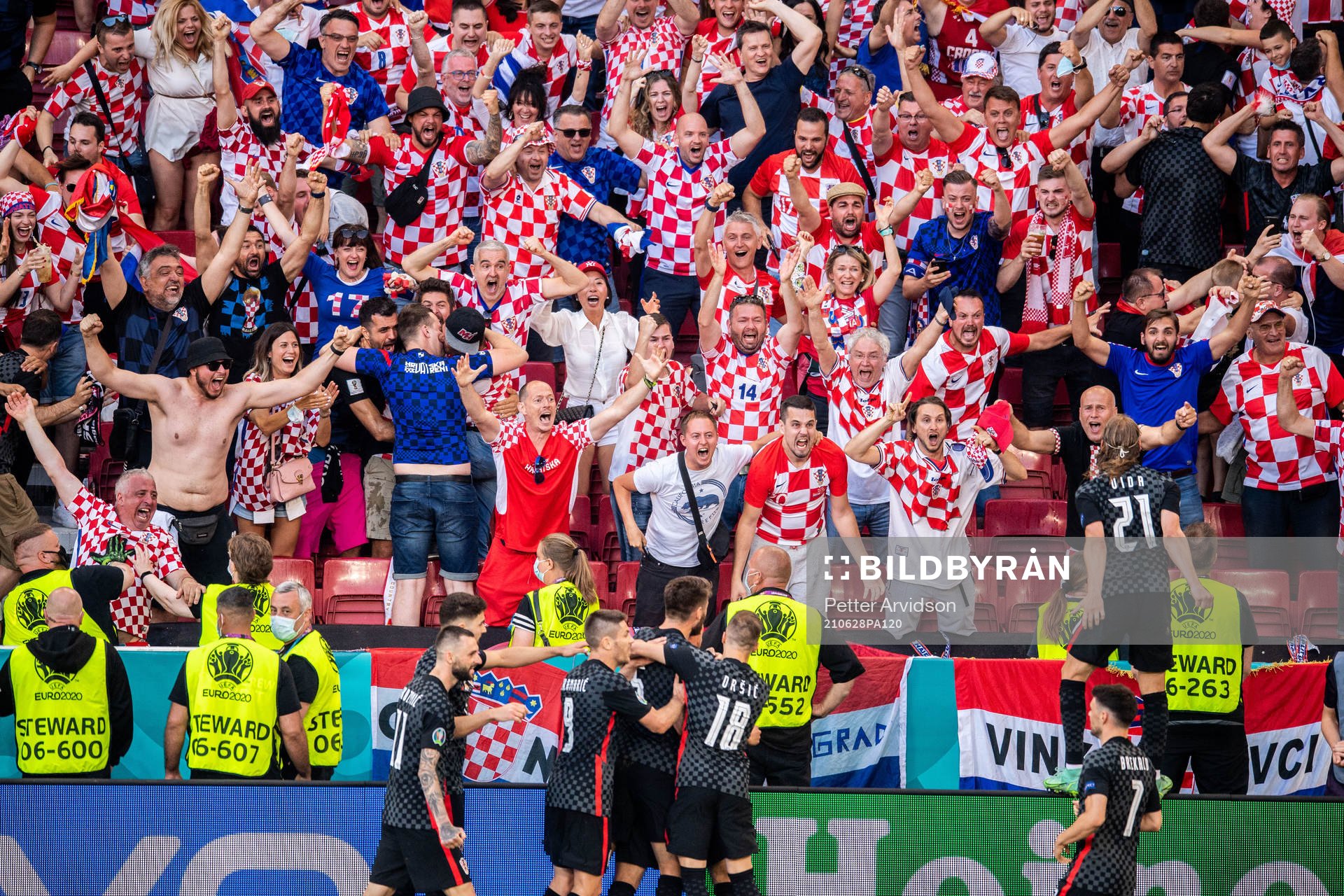 Fans of Croatia celebrates Mario Pasalic  of Croatia scores