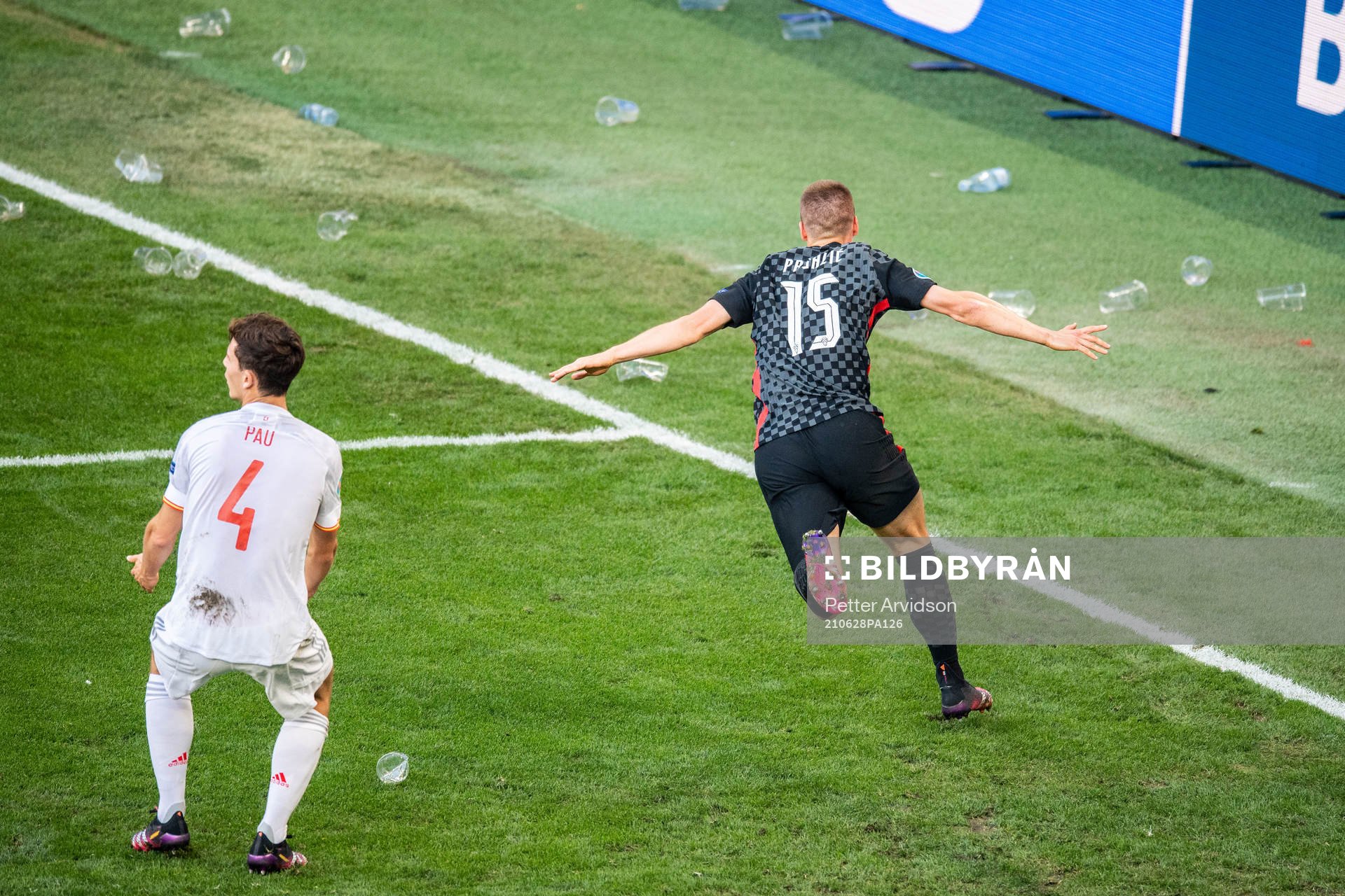 Mario Pasalic  of Croatia celebrates scoring 3-3