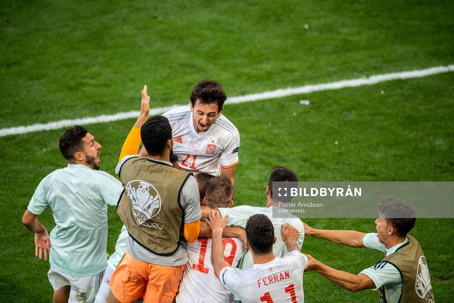 Mikel Oyarzabal of Spain celebrates scoring 3-5