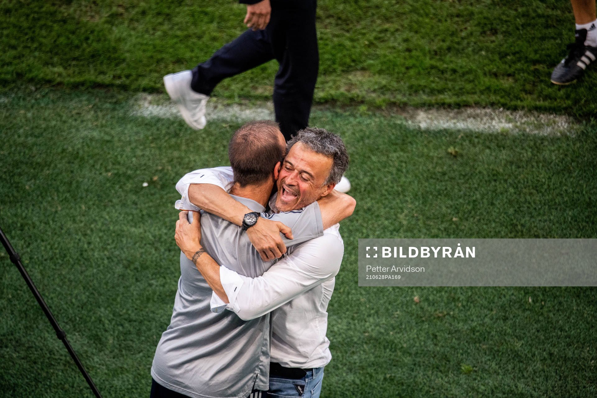 Luis Enrique, head coach of Spain celebrates after the UEFA Euro 2020 Football Championship round of 16 match between Croatia and Spain on June 28, 2021 in Copenhagen. 