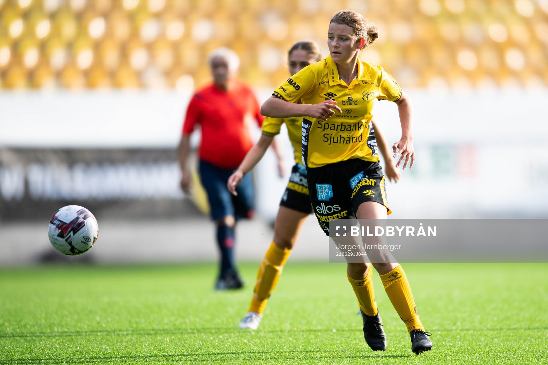 Elfsborgs Ida Backlund under fotbollsmatchen i division 3 västra mellan Elfsborg och Brämhult den 29 juni 2021 i Borås. 