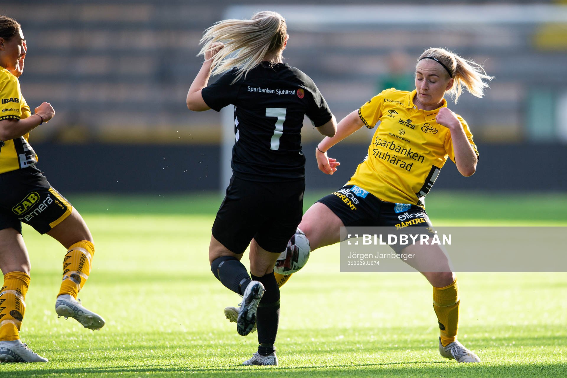 Elfsborgs Fanny Johansson under fotbollsmatchen i division 3 västra mellan Elfsborg och Brämhult den 29 juni 2021 i Borås. 