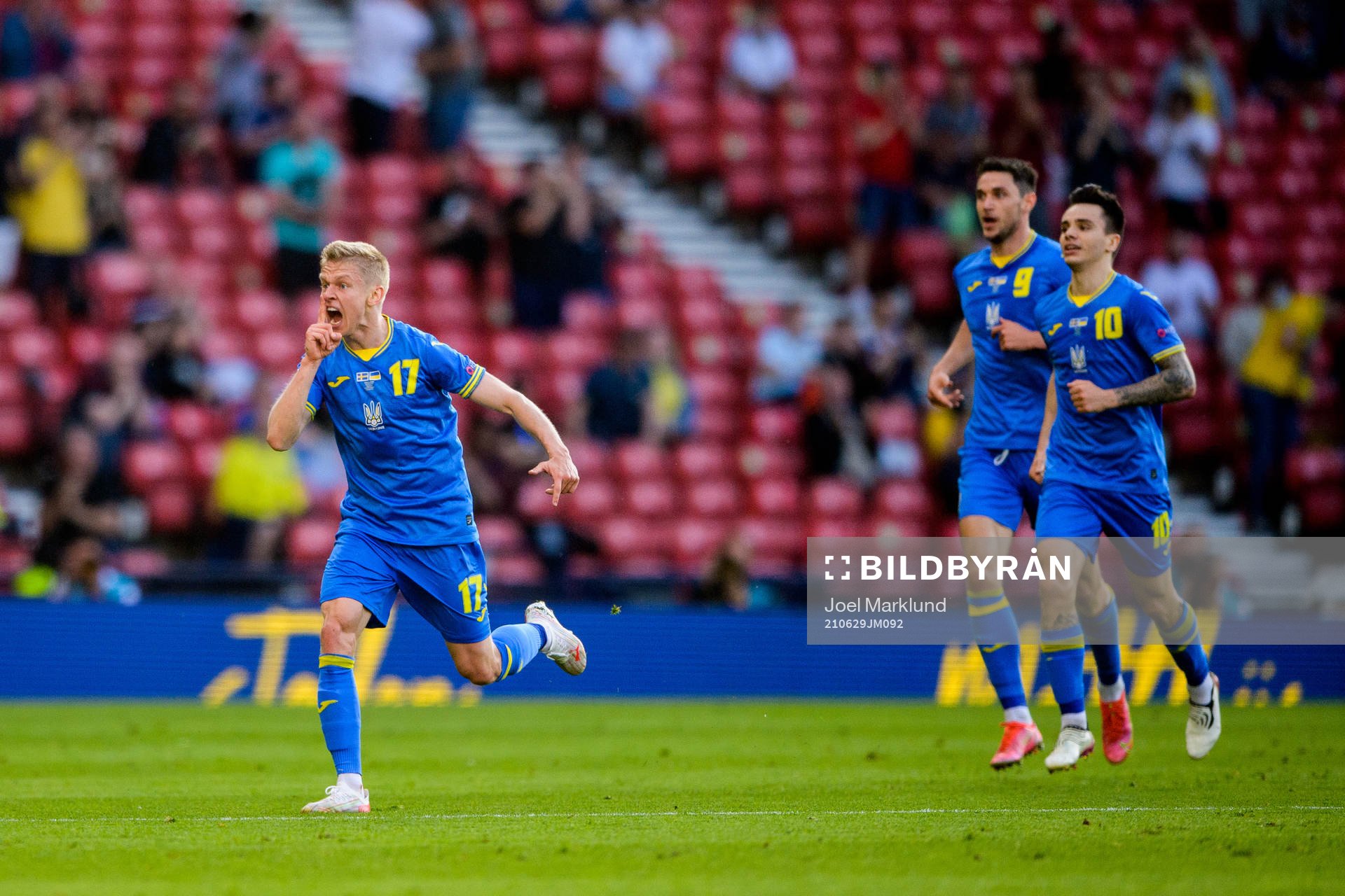 Oleksandr Zinchenko of Ukraine celebrates