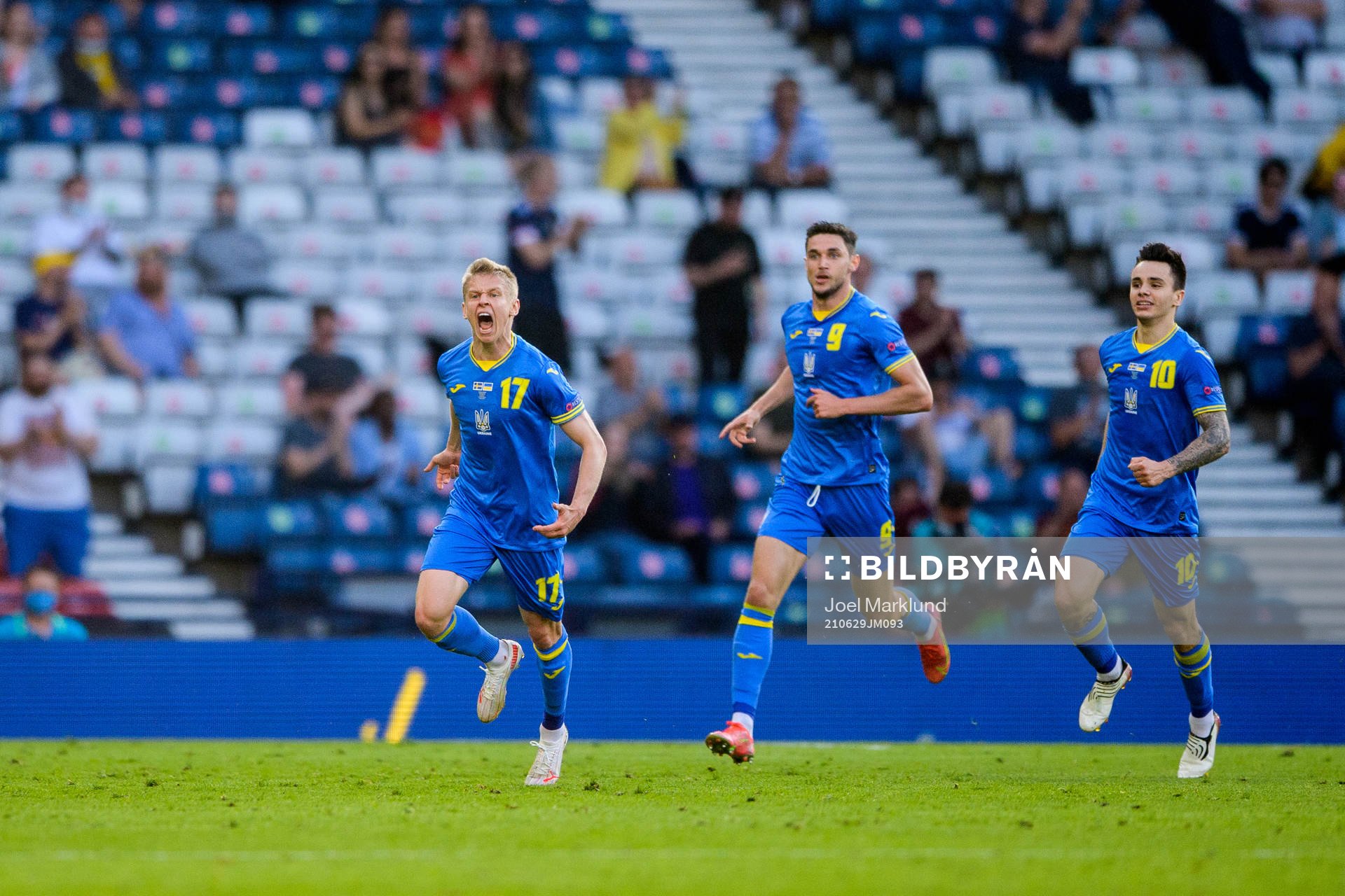Oleksandr Zinchenko of Ukraine celebrates