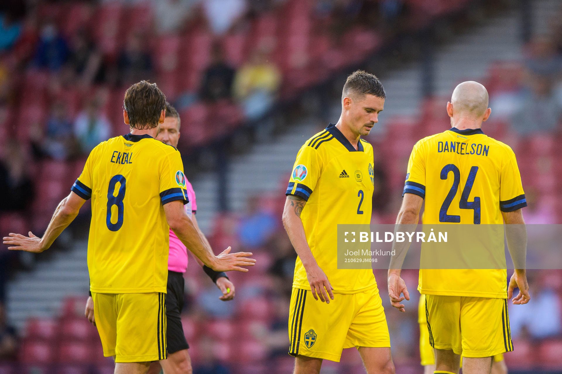 Albin Ekdal, Mikael Lustig and Marcus Danielson of Sweden