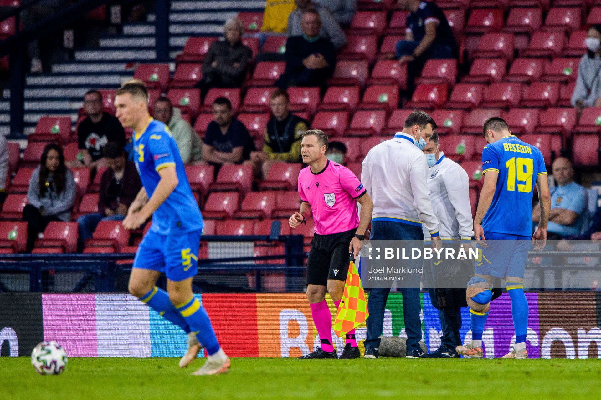 Artem Besedin of Ukraine is injured