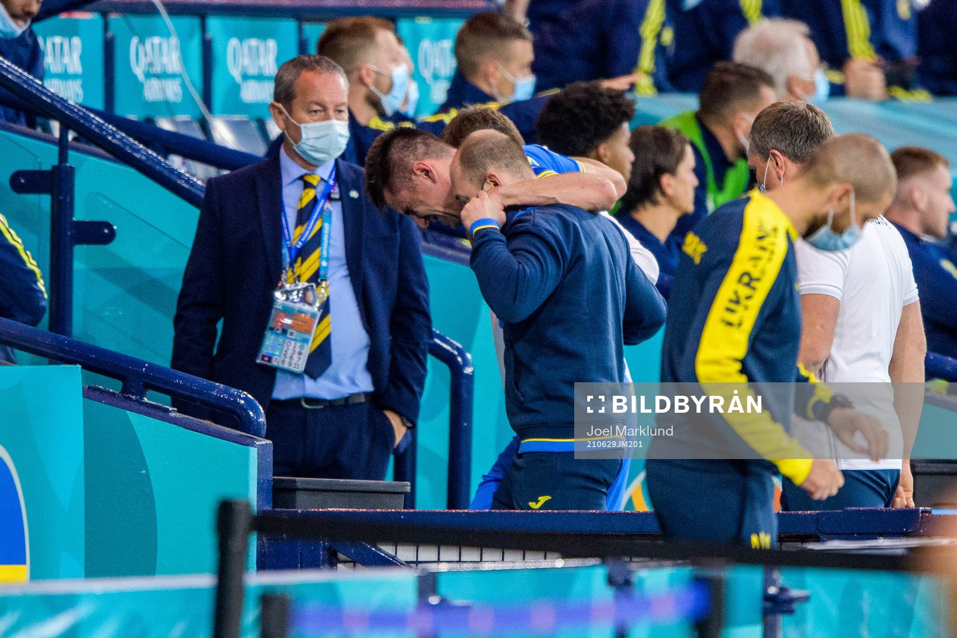 Artem Besedin of Ukraine leaving the pitch