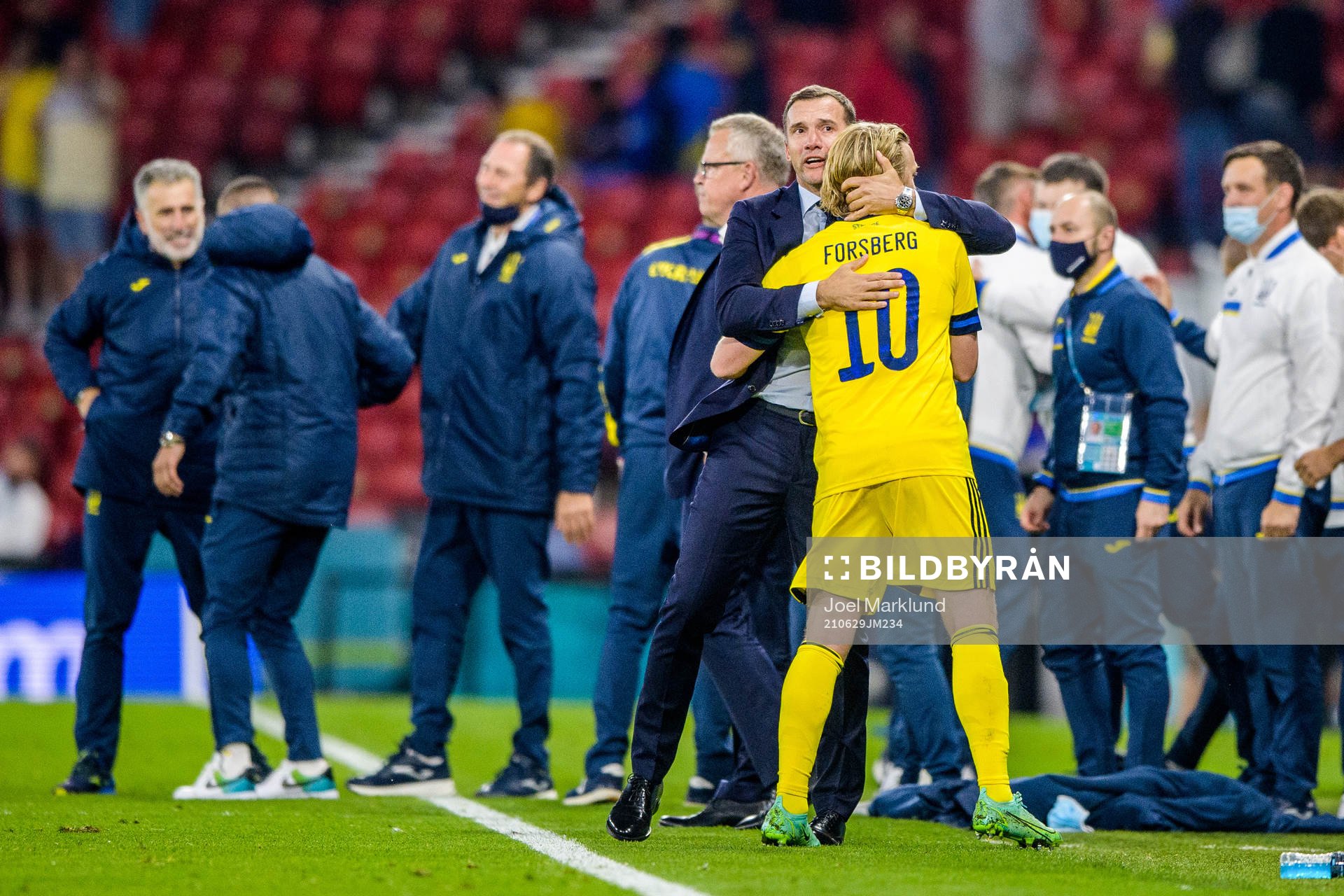 head coach Andriy Shevchenko of Ukraine and Emil Forsberg