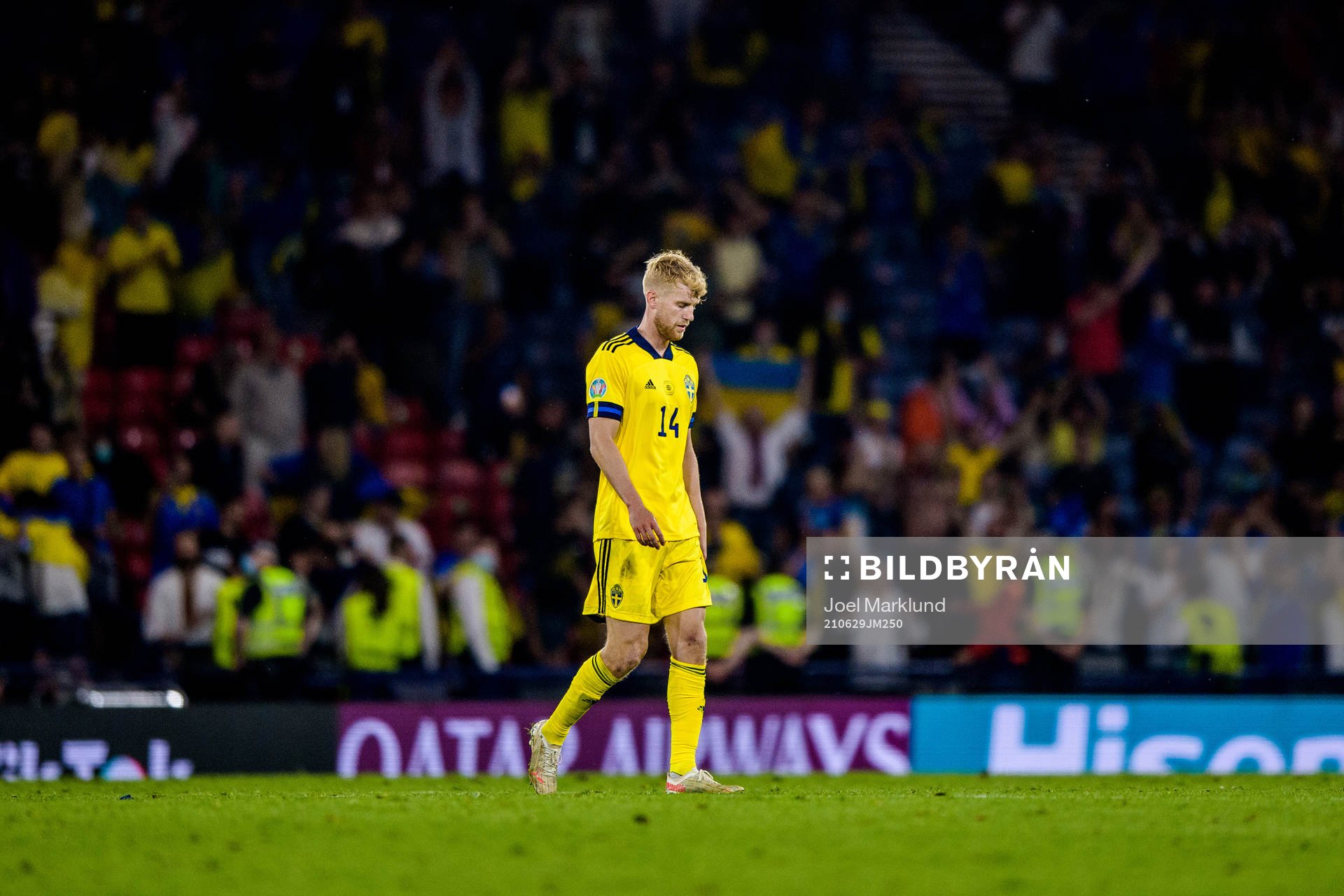 Filip Helander of Sweden looks dejected