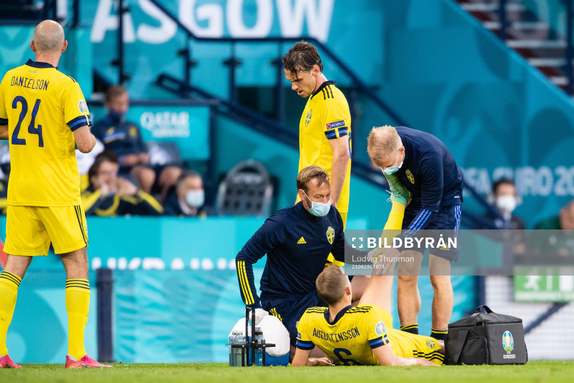 Ludwig Augustinsson of Sweden in pain